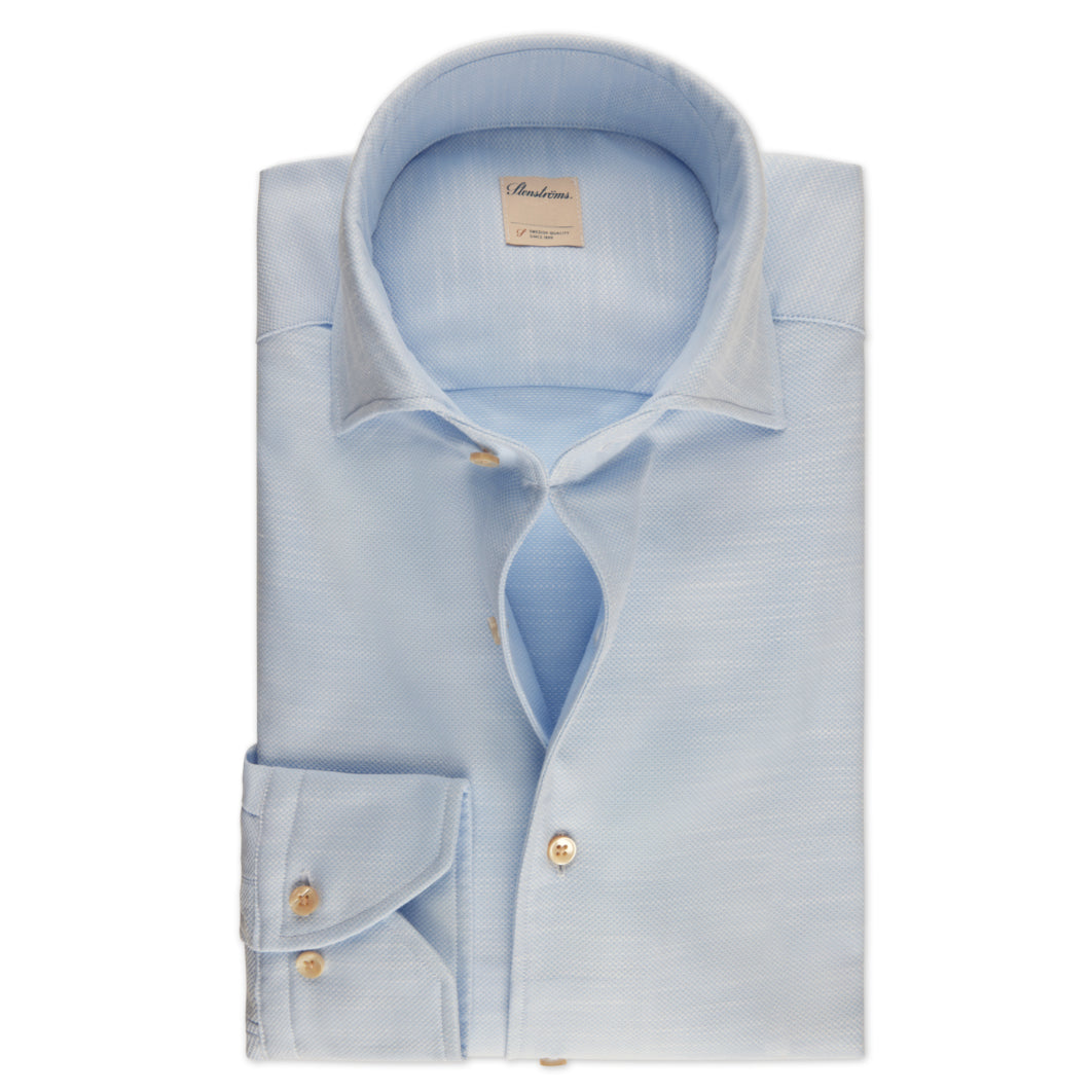 princess polly baby blue dress Casual Blue Textured Twill Slimline Shirt