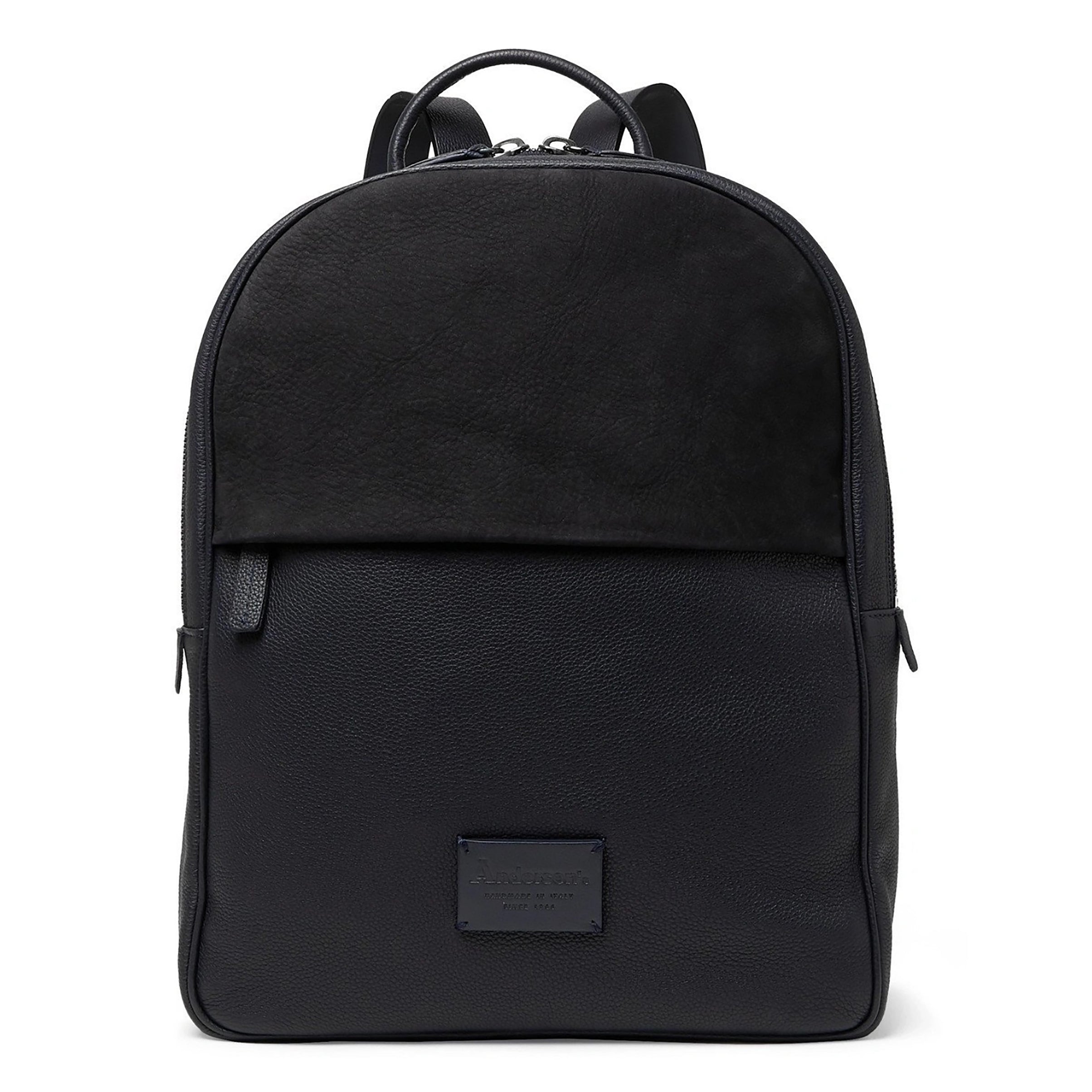 Navy Calf-Leather & Nubuck Business-Casual Backpack