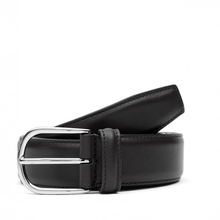 Smooth Black Nappa Calf Leather Belt - Anderson's