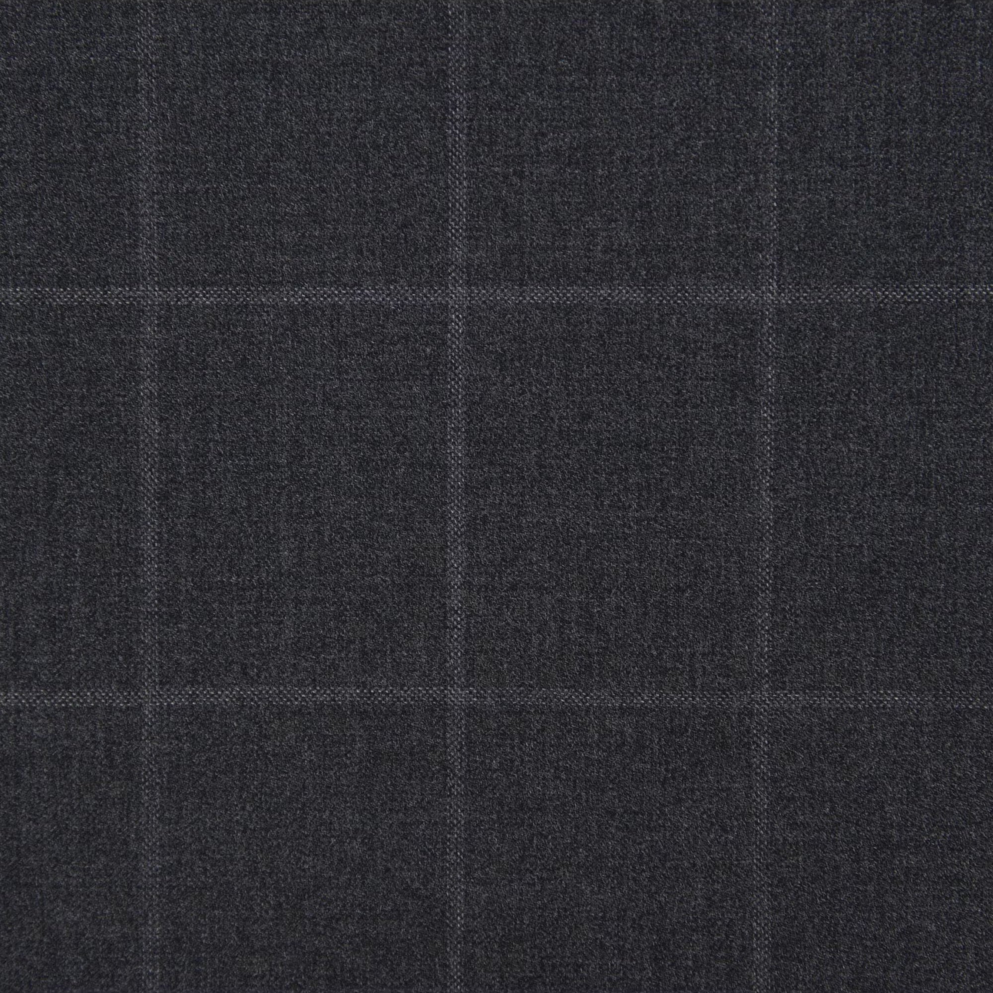 Gray Windowpane Wool Mantua Slim Fit Suit Peak Lapel - Luigi Bianchi