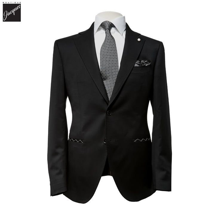 Black Neat Vitale Barberis Wool Mantua Contemporary Fit Suit - Luigi Bianchi - Boutique Jacques International