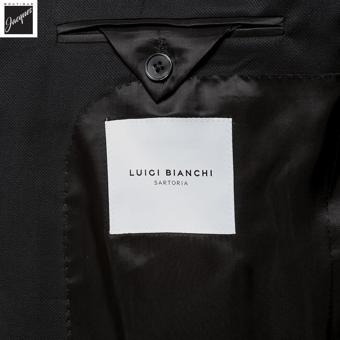 Black Neat Vitale Barberis Wool Mantua Contemporary Fit Suit - Luigi Bianchi - Boutique Jacques International