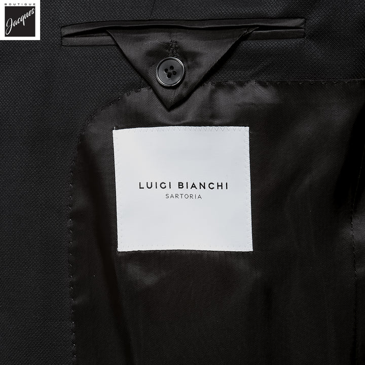Black Neat Vitale Barberis Wool Mantua Contemporary Fit Suit - Luigi Bianchi - Boutique Jacques International