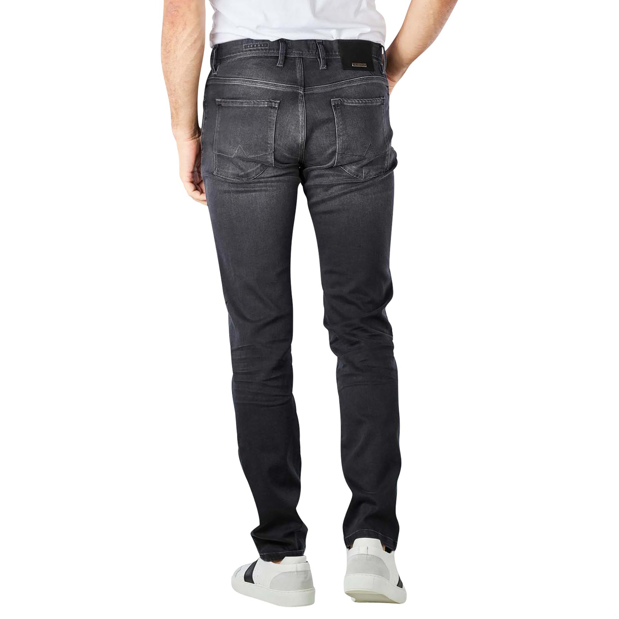 Black Anthracite Pipe Premium Business Cotton-Tencel Jeans - ALBERTO - Boutique Jacques International