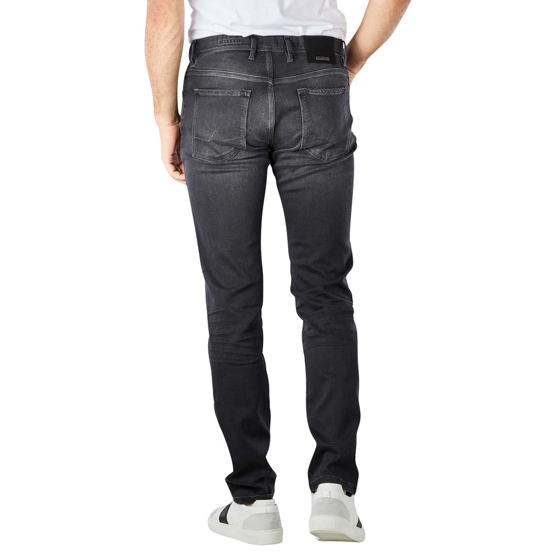 Black Anthracite Pipe Premium Business Cotton-Tencel Jeans - ALBERTO - Boutique Jacques International