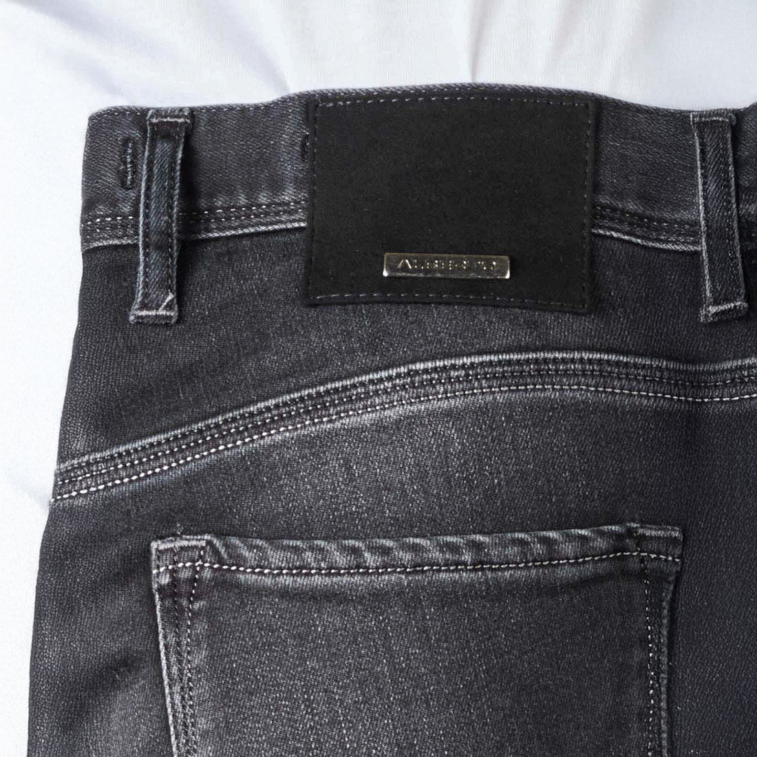 Black Anthracite Pipe Premium Business Cotton-Tencel Jeans - ALBERTO - Boutique Jacques International