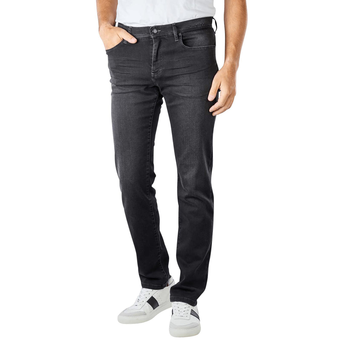 Black Anthracite Pipe Premium Business Cotton-Tencel Jeans - ALBERTO - Boutique Jacques International