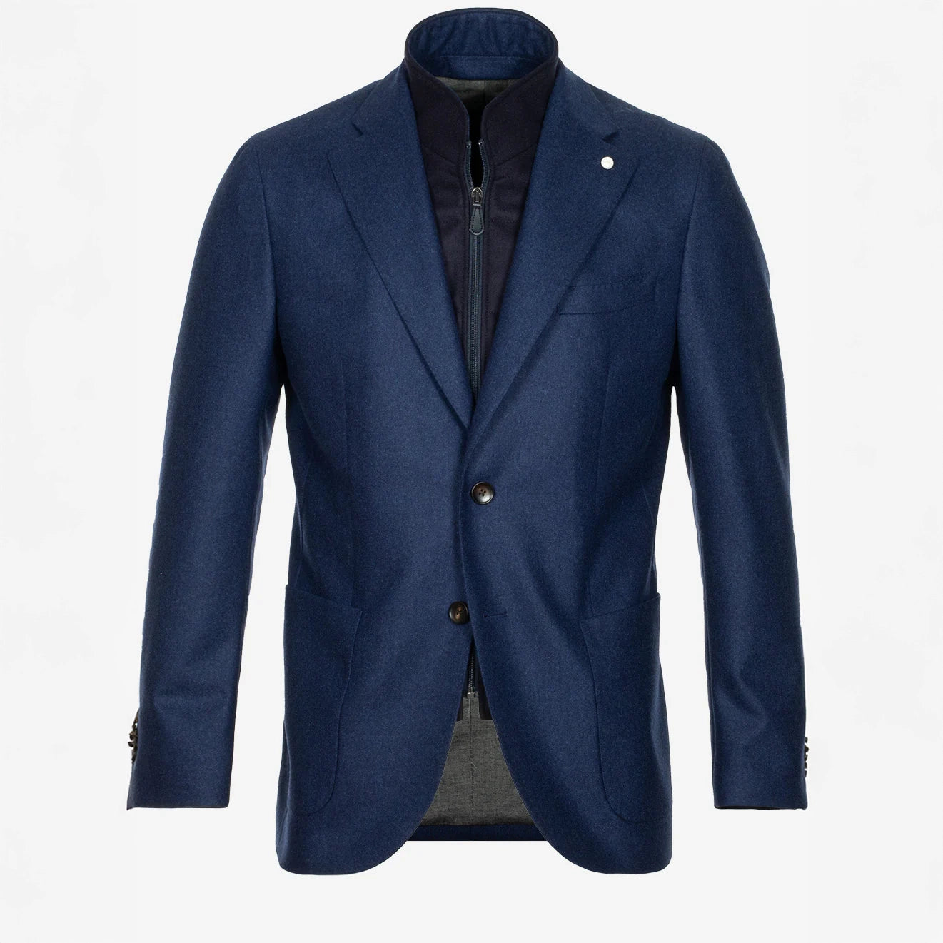 Royal Blue Solid Wool Hybrid Sport Jacket with Bib - Luigi Bianchi