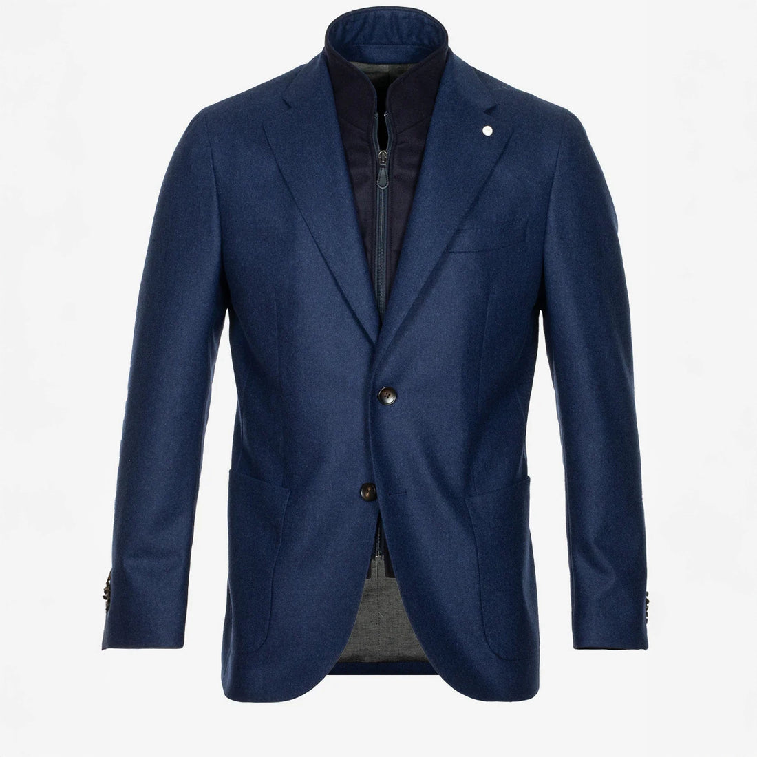 Royal Blue Solid Wool Hybrid Sport Jacket with Bib - Luigi Bianchi
