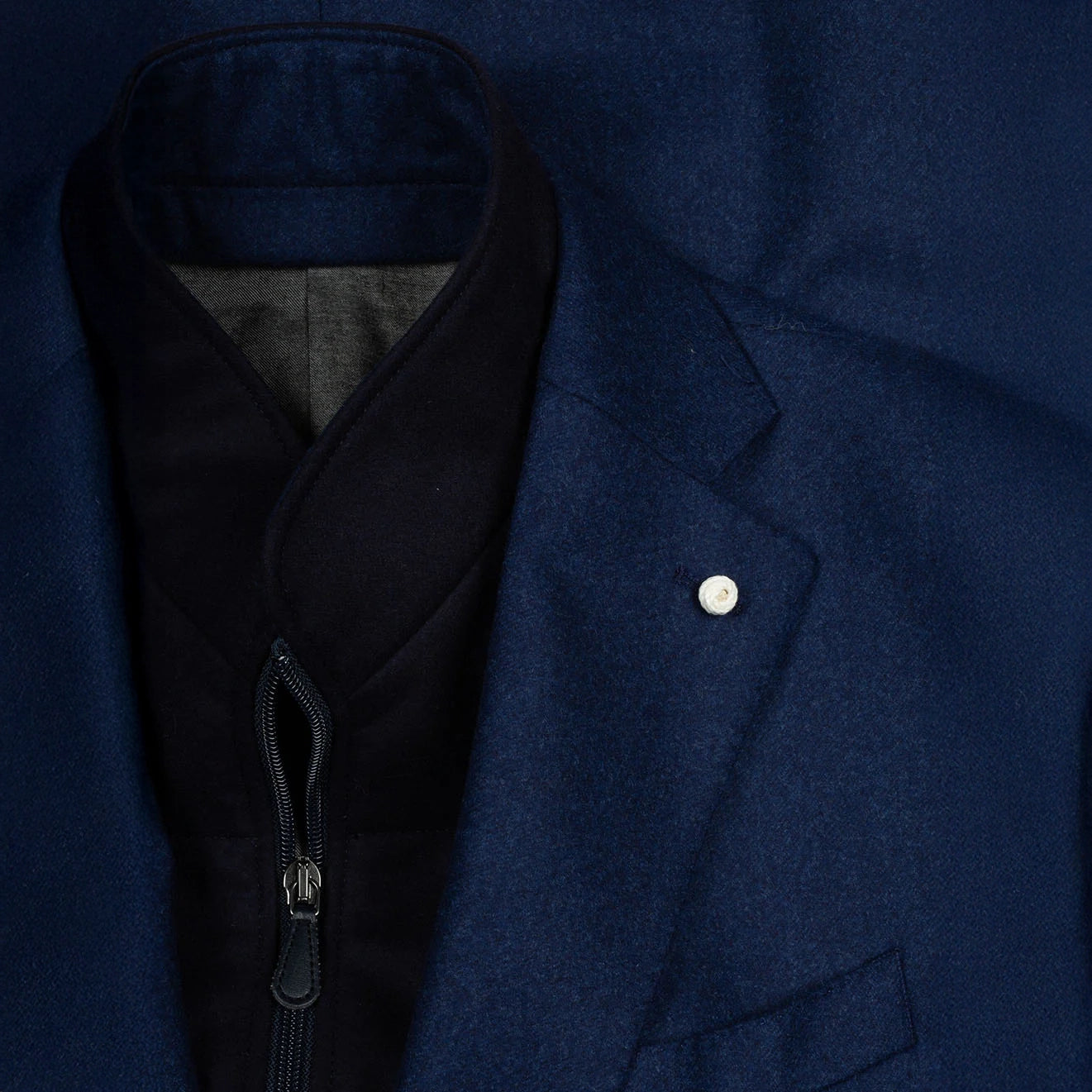 Royal Blue Solid Wool Hybrid Sport Jacket with Bib - Luigi Bianchi