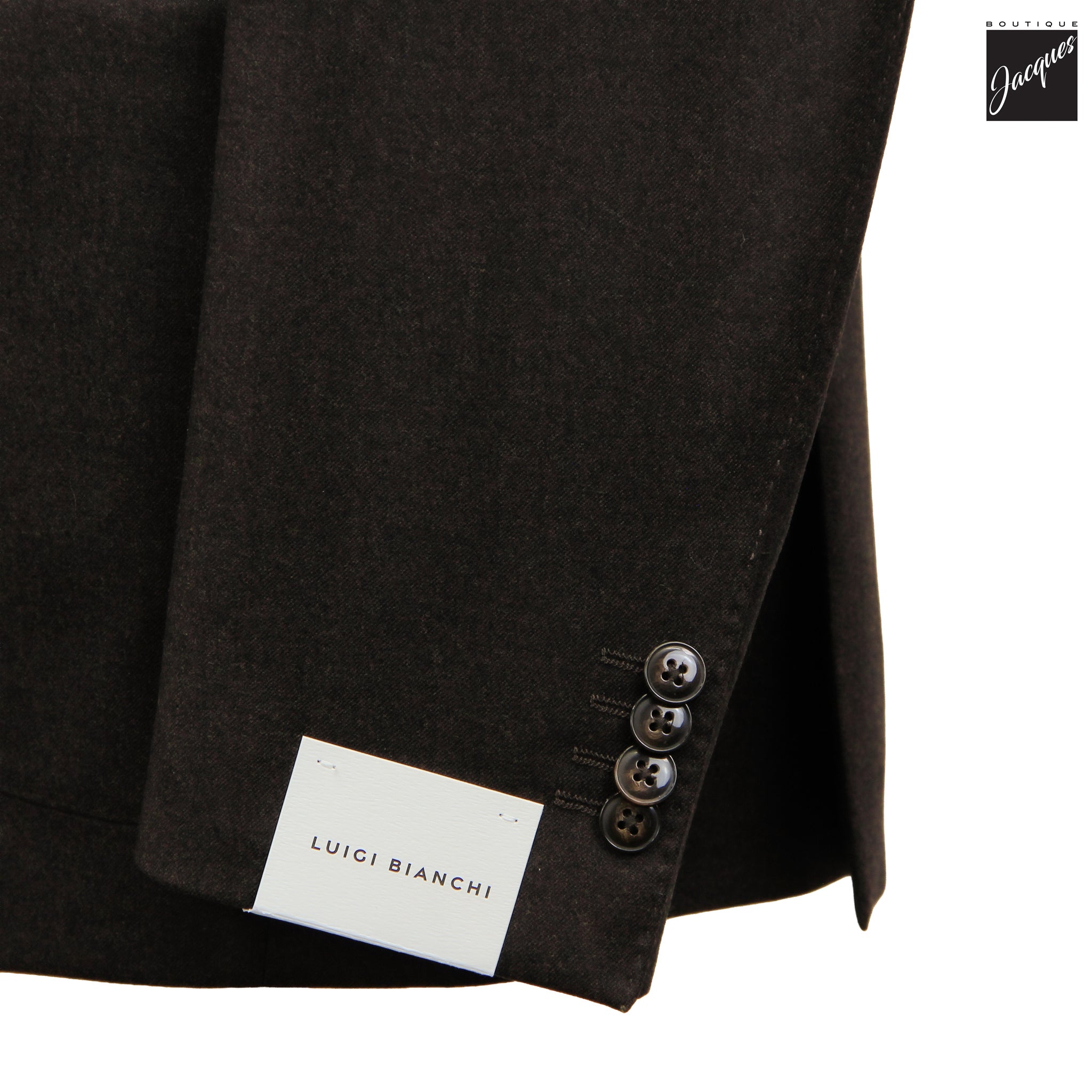 Dark Brown Vitale Barberis Wool Flannel Dream Fit Sport Jacket - Luigi Bianchi
