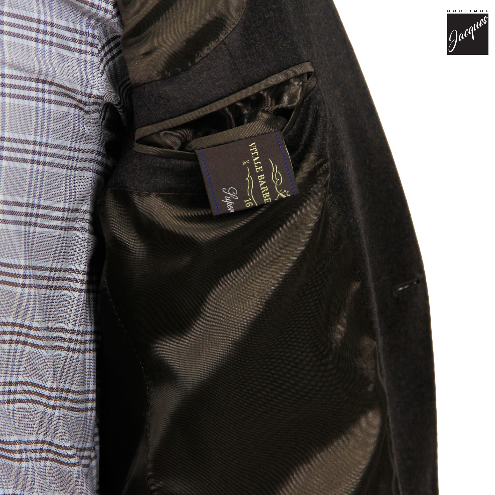 Dark Brown Vitale Barberis Wool Flannel Dream Fit Sport Jacket - Luigi Bianchi