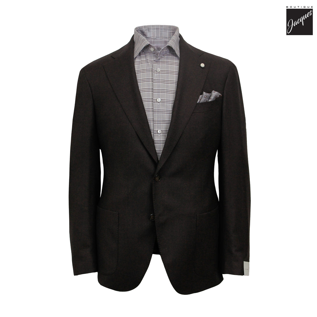Dark Brown Vitale Barberis Wool Flannel Dream Fit Sport Jacket - Luigi Bianchi