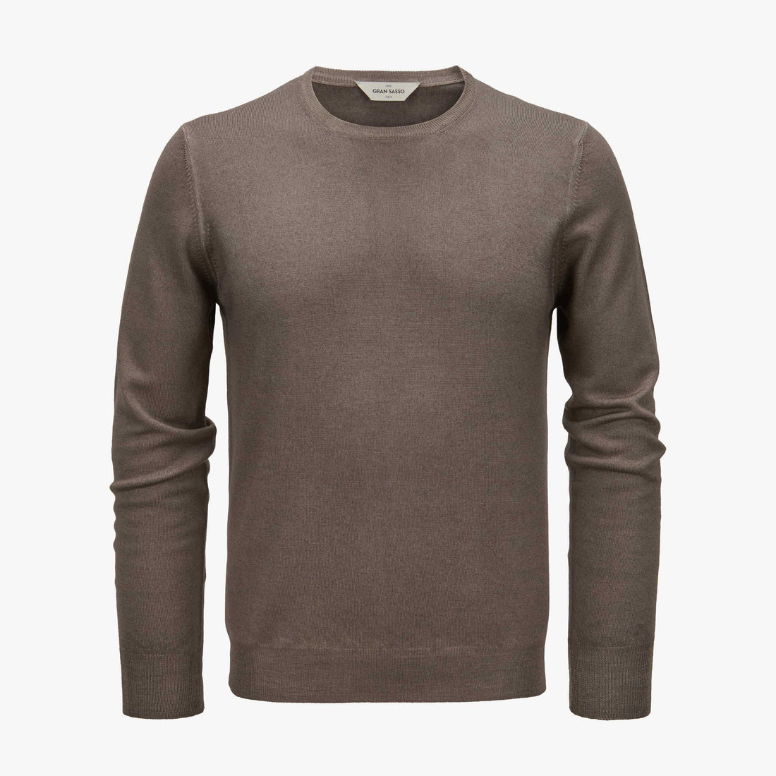 Brown Vintage Wash Wool Knit Crew Neck Sweater - GRAN SASSO