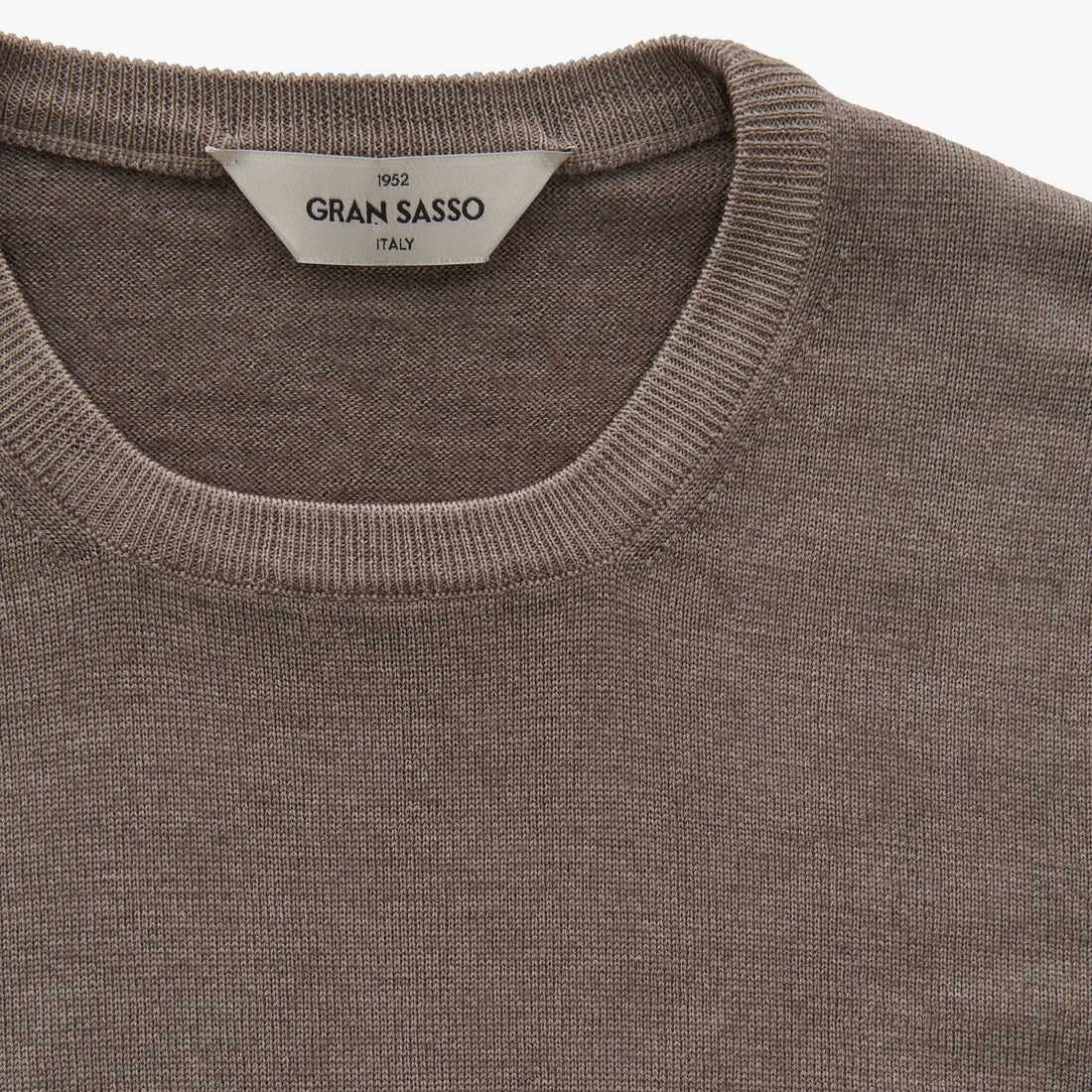Brown Vintage Wash Wool Knit Crew Neck Sweater - GRAN SASSO