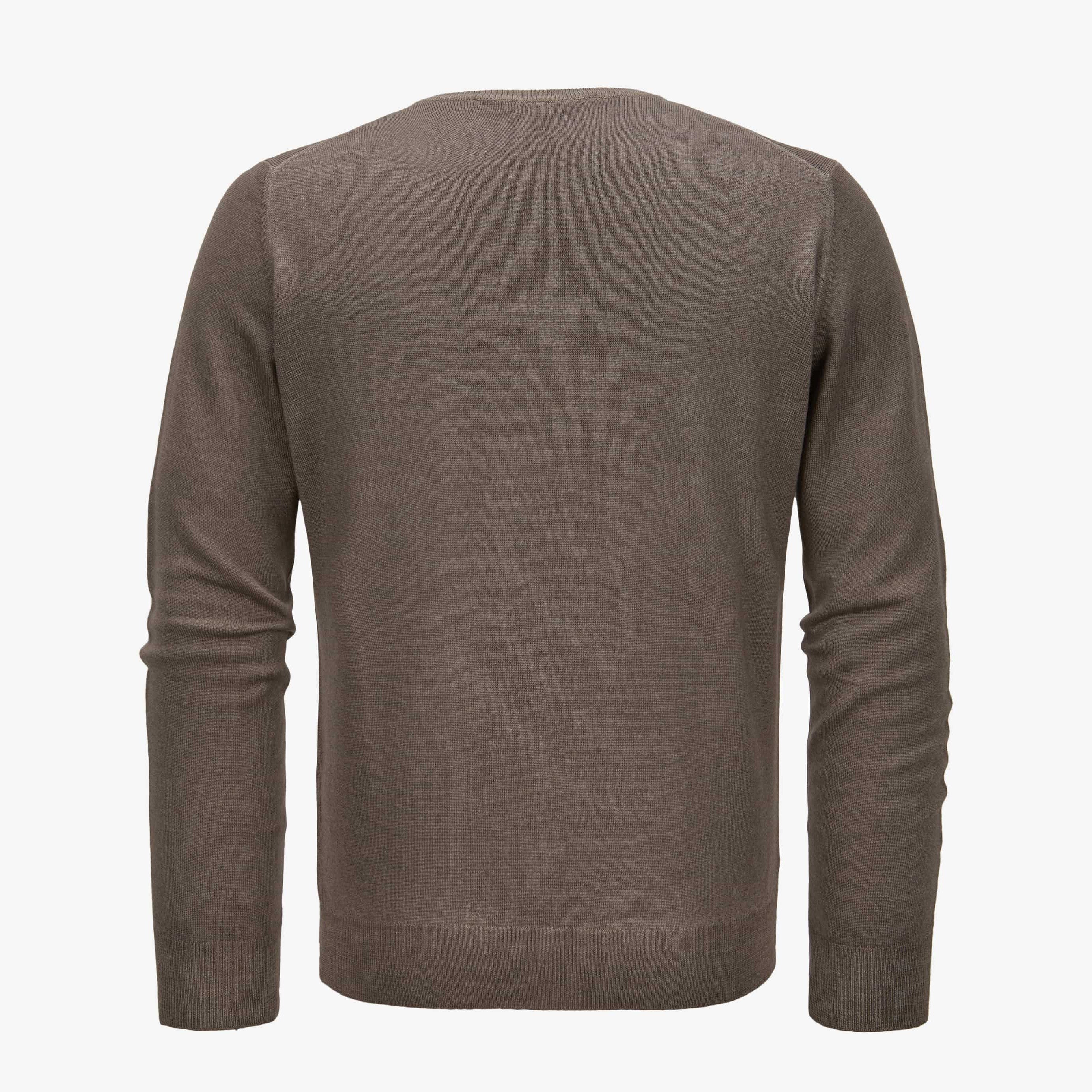 Brown Vintage Wash Wool Knit Crew Neck Sweater - GRAN SASSO