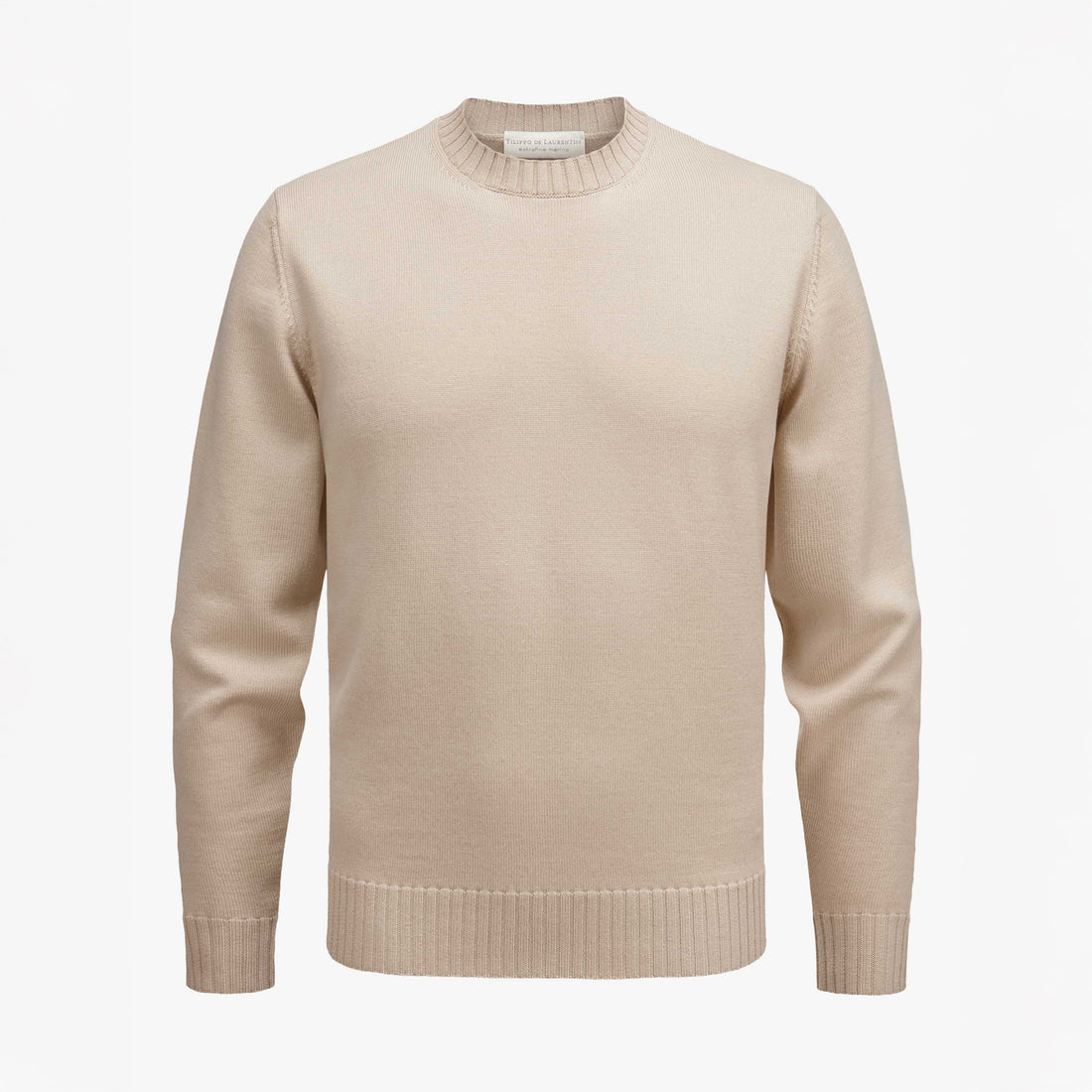 Natural Beige Extrafine Wool Crewneck Sweater - FILIPPO DE LAURENTIIS