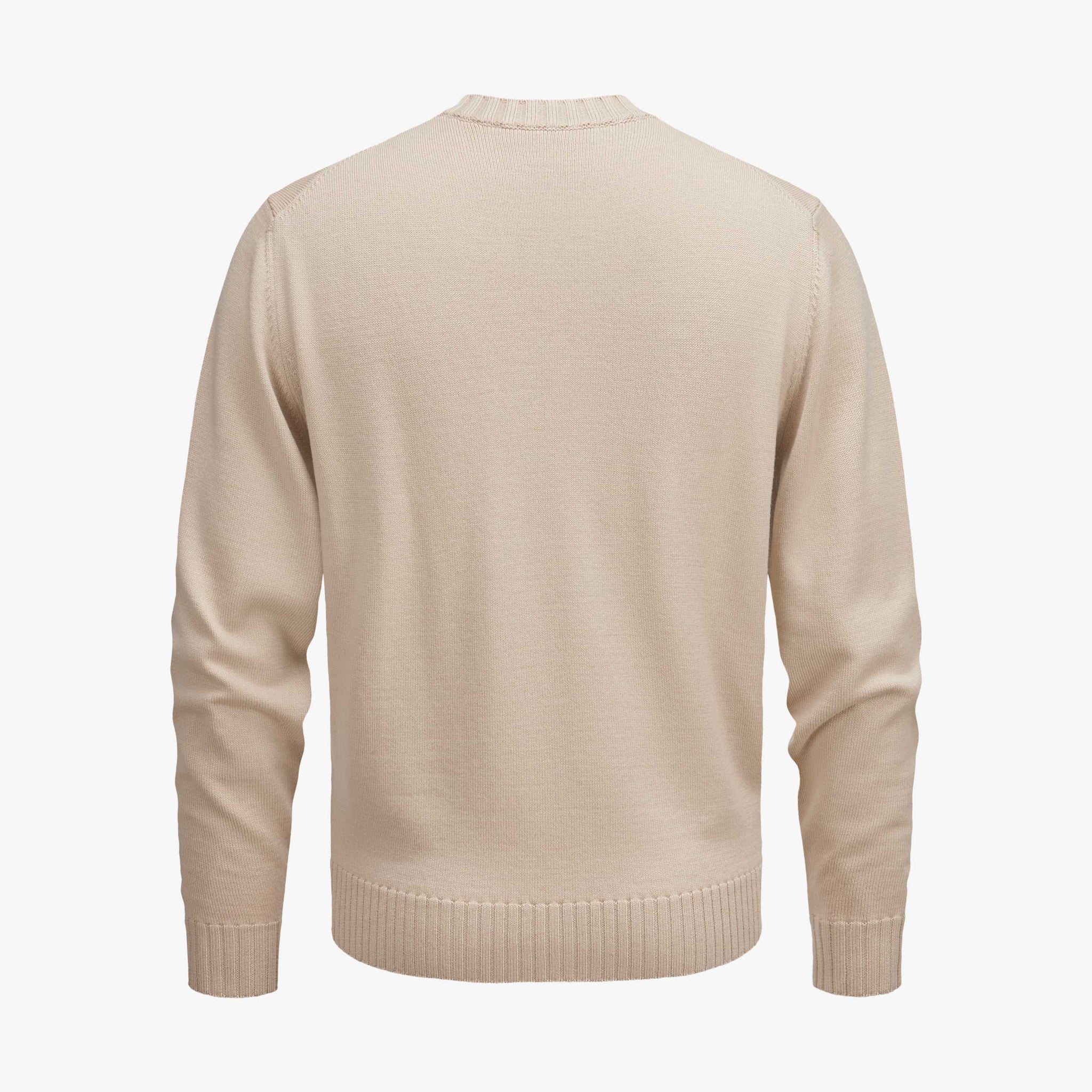 Natural Beige Extrafine Wool Crewneck Sweater - FILIPPO DE LAURENTIIS