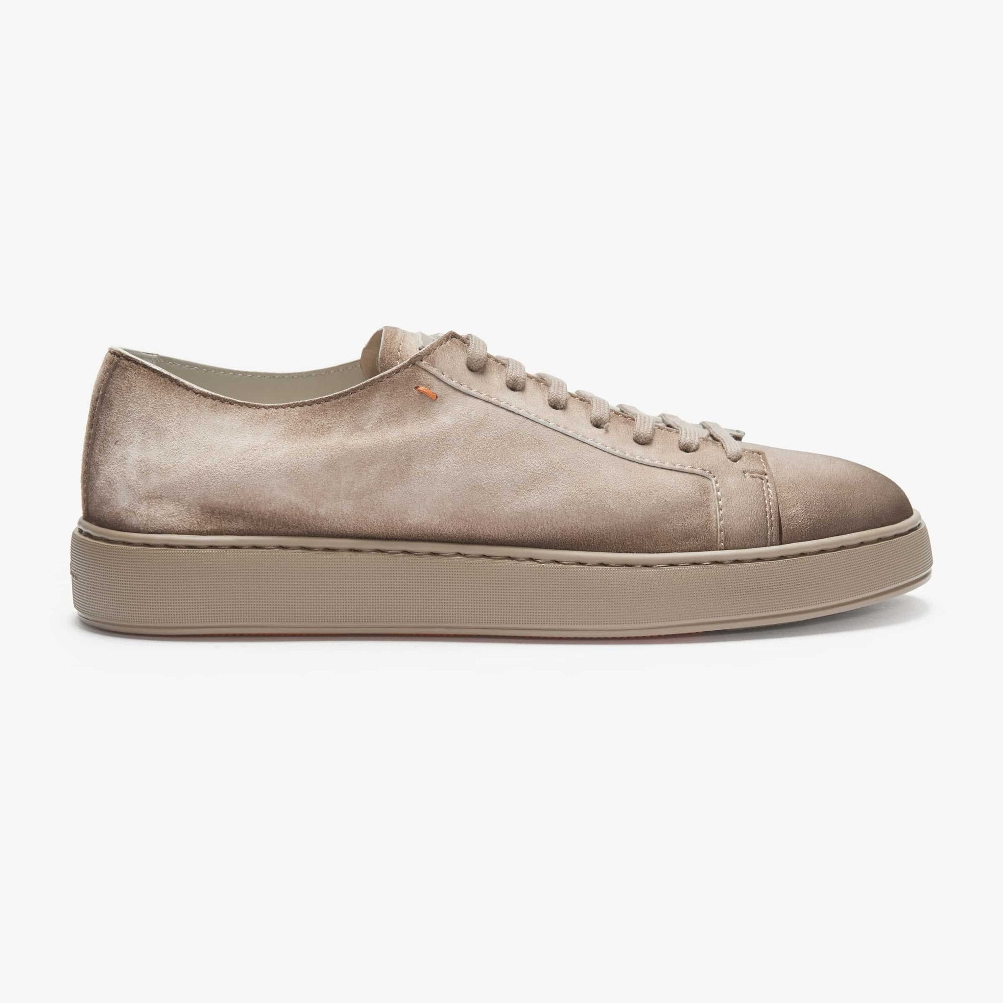 Taupe Suede Godfrey Lace Up Sneakers - Santoni