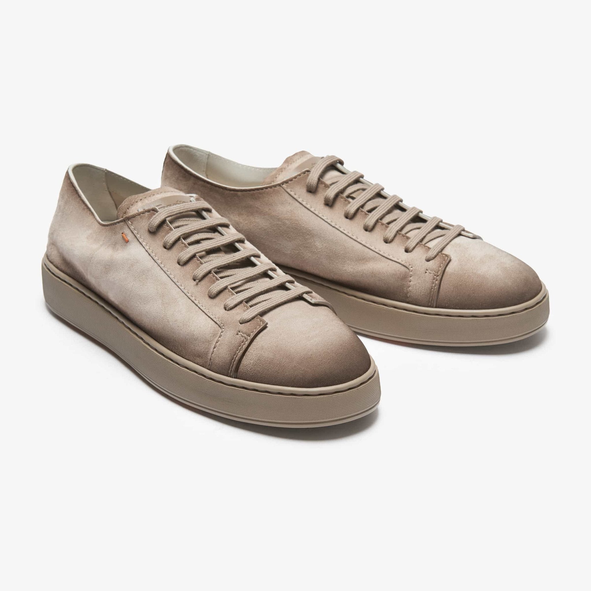 Taupe Suede Godfrey Lace Up Sneakers - Santoni