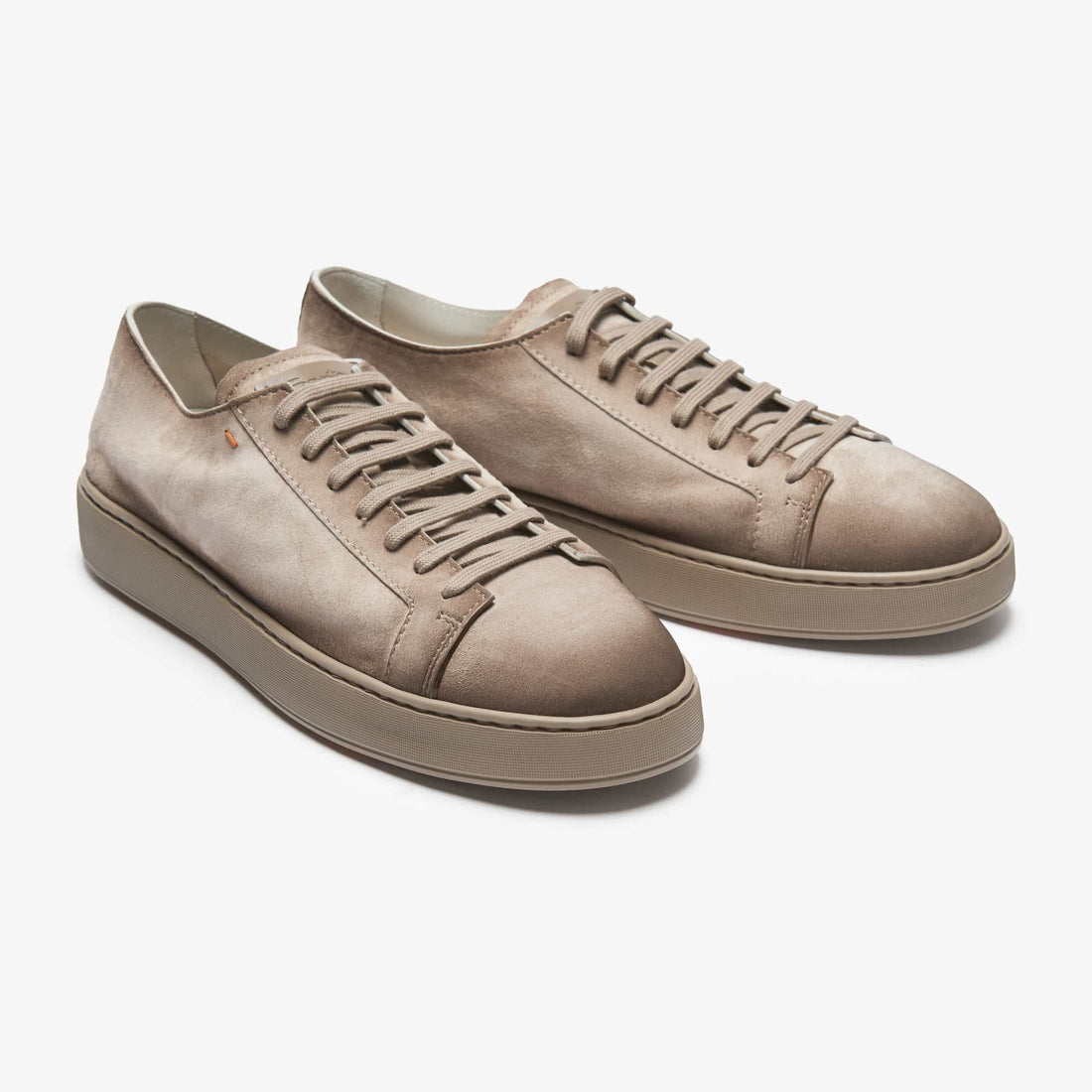 Taupe Suede Godfrey Lace Up Sneakers - Santoni