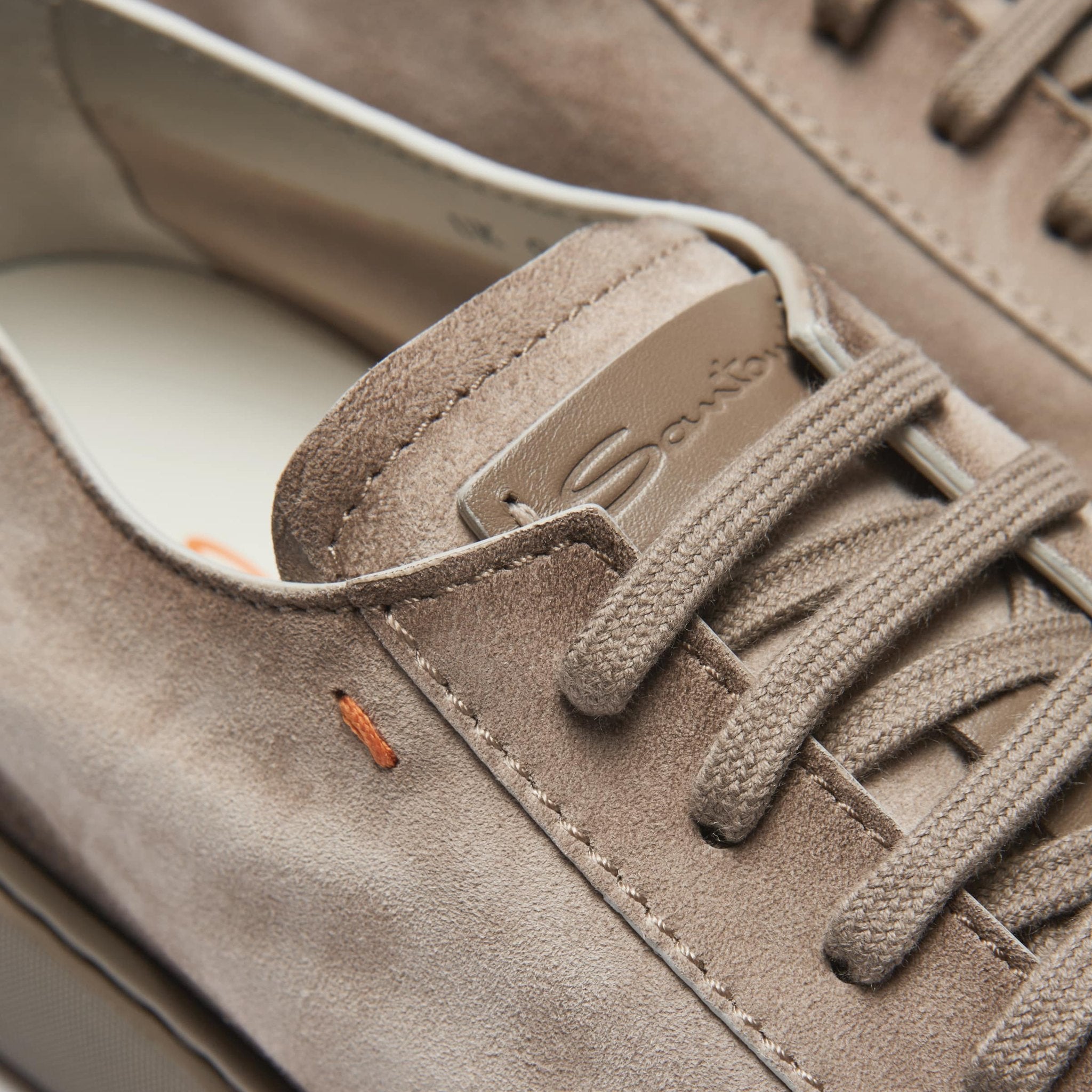 Taupe Suede Godfrey Lace Up Sneakers - Santoni