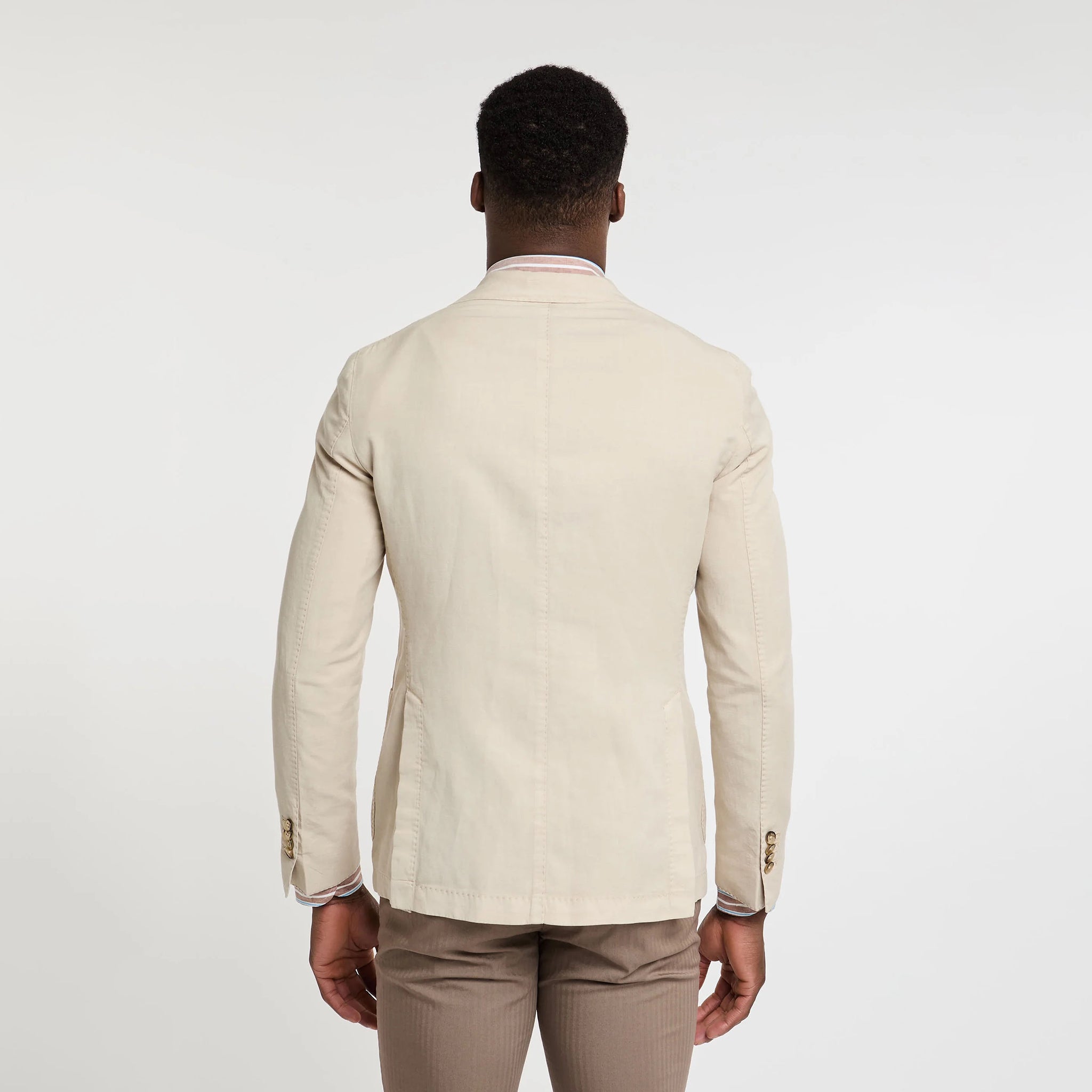 Light Beige Solid Lyocell-Linen-Cotton Unlined Sport Jacket - L.B.M 1911