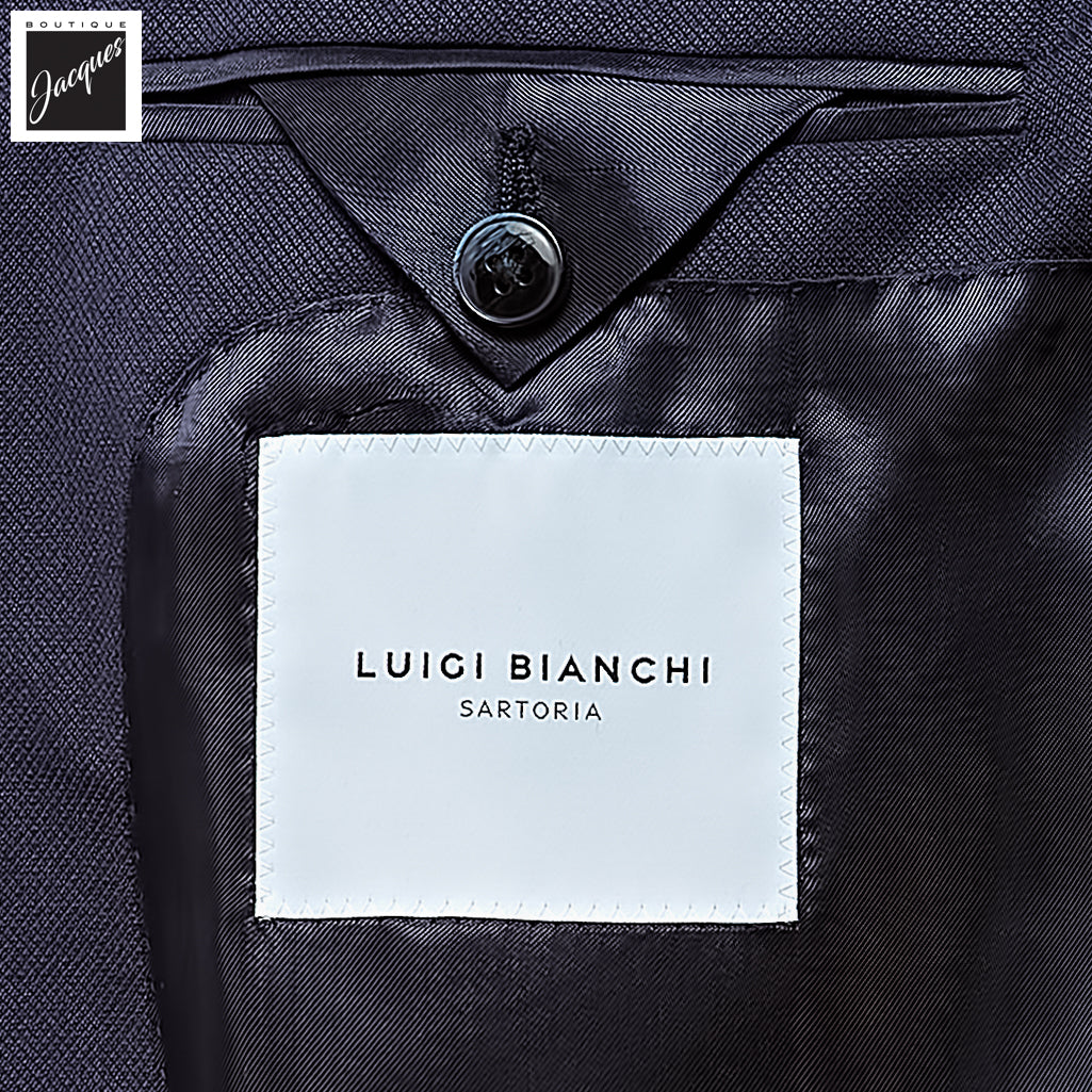 Navy Blue Neat Vitale Barberis Wool Mantua Contemporary Fit Suit - Luigi Bianchi - Boutique Jacques International
