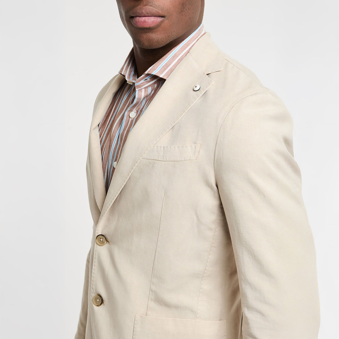 Light Beige Solid Lyocell-Linen-Cotton Unlined Sport Jacket - L.B.M 1911