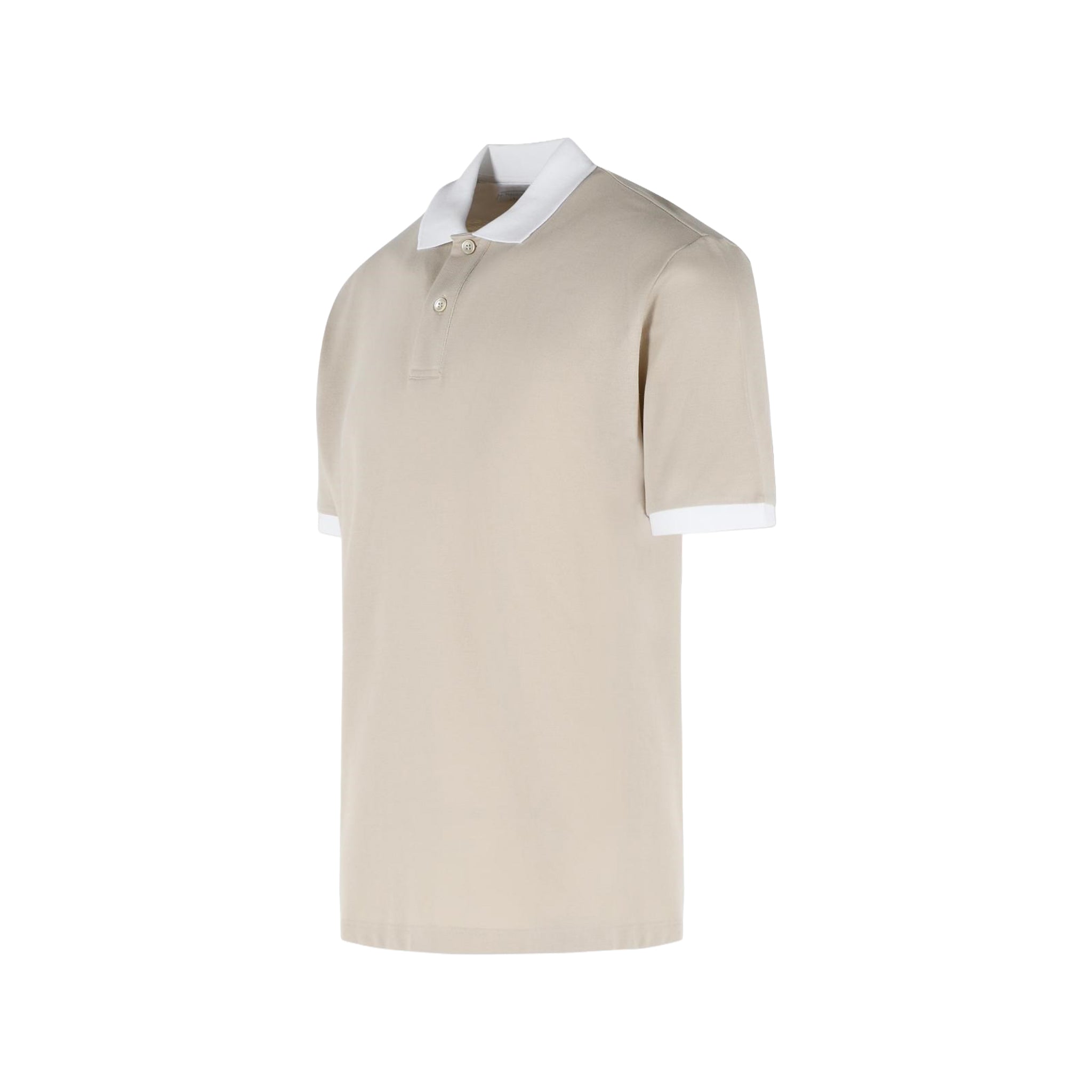 Sand Pique Cotton Polo Shirt with White Trims - ELEVENTY PLATINUM - Boutique Jacques International