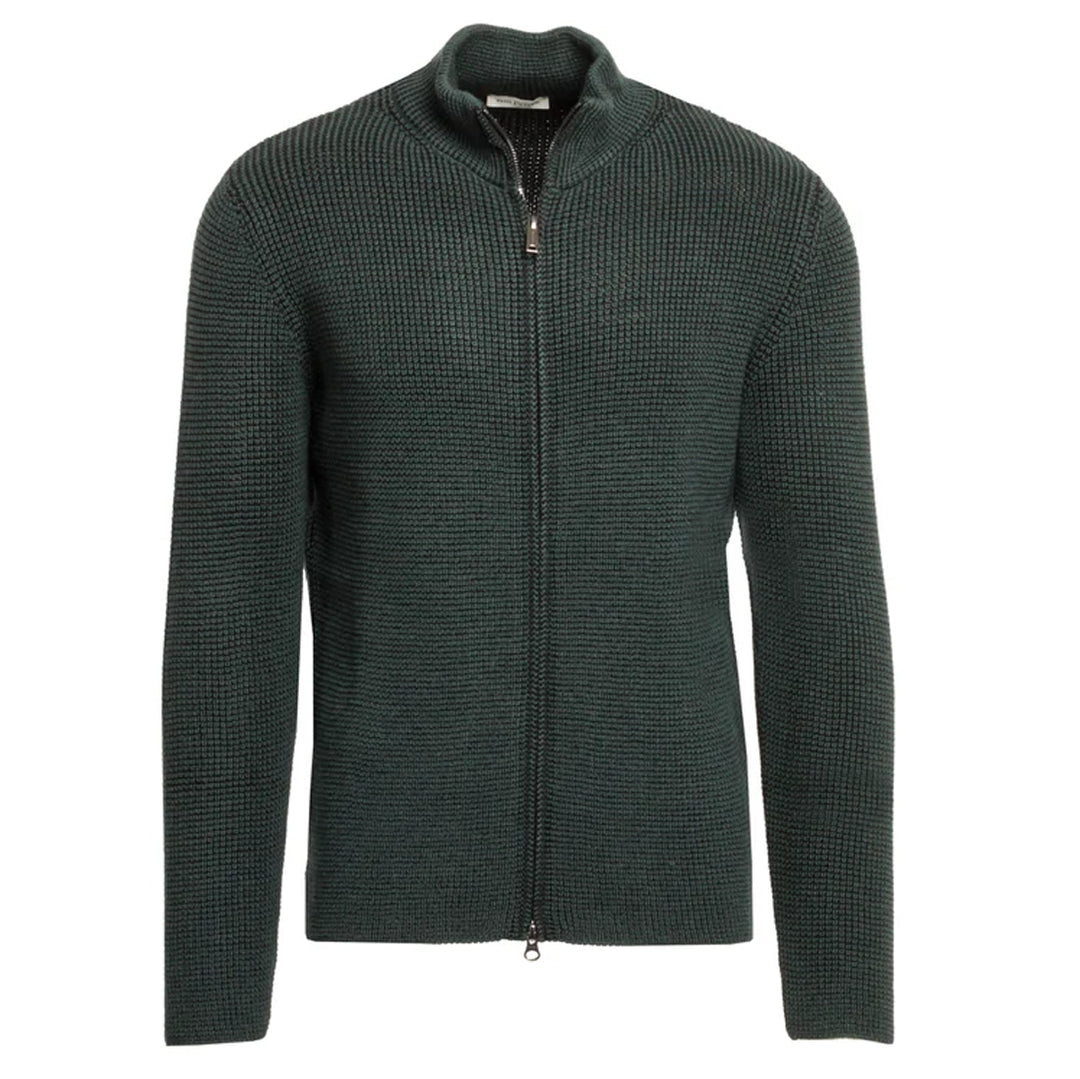 Forest Green Merino Wool Full-Zip Sweater - Phil Petter - Boutique Jacques International