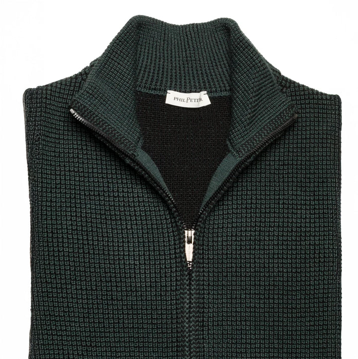 Forest Green Merino Wool Full-Zip Sweater - Phil Petter - Boutique Jacques International