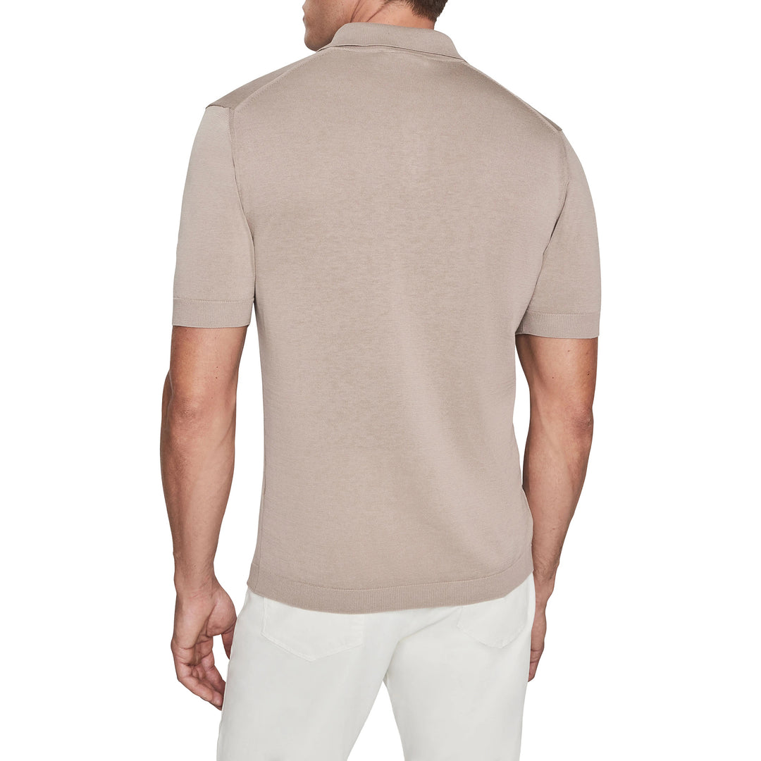 Sand Cotton Silk Tupper Knit Polo - Jack Victor