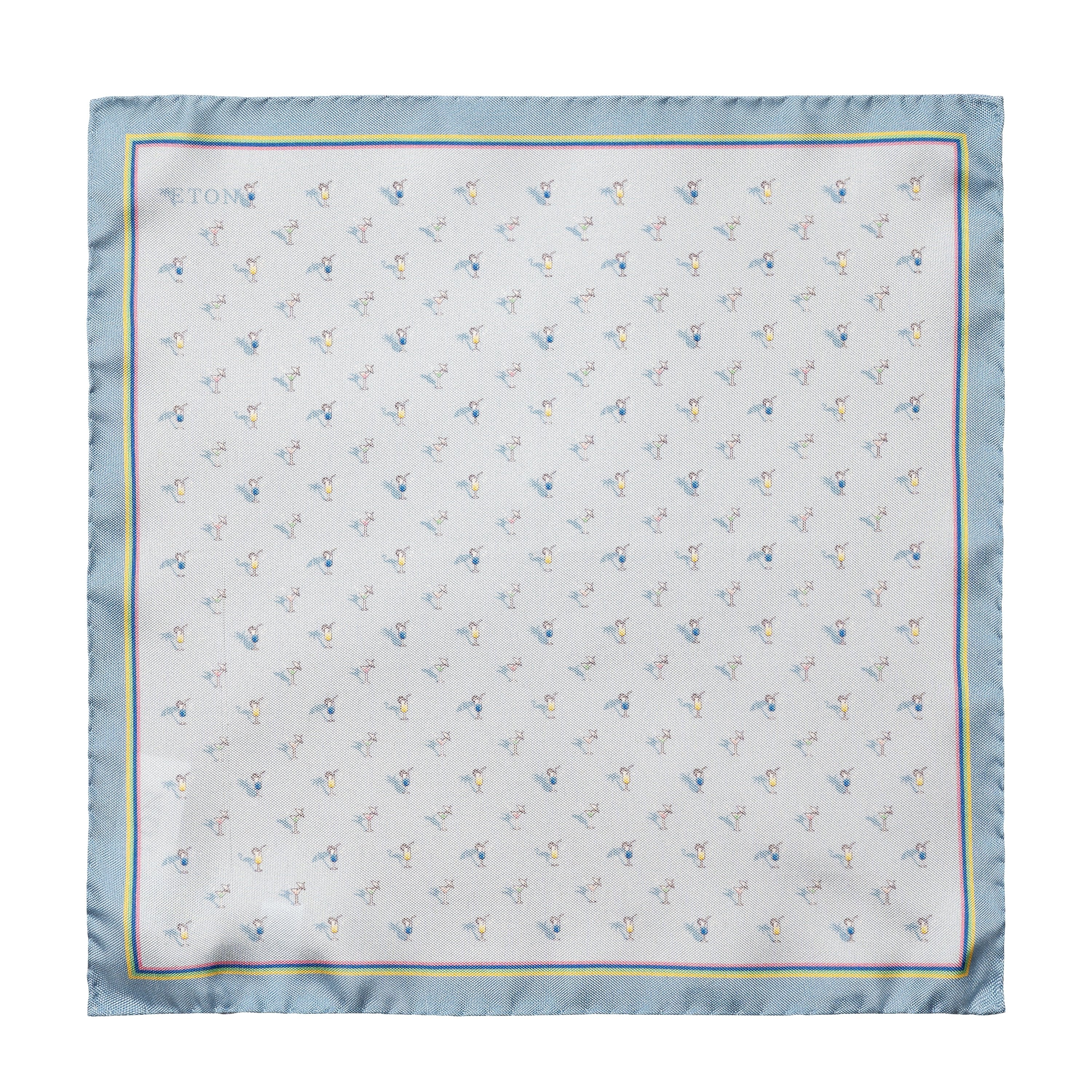 Light Blue Cocktail Motif Silk Pocket Square - ETON