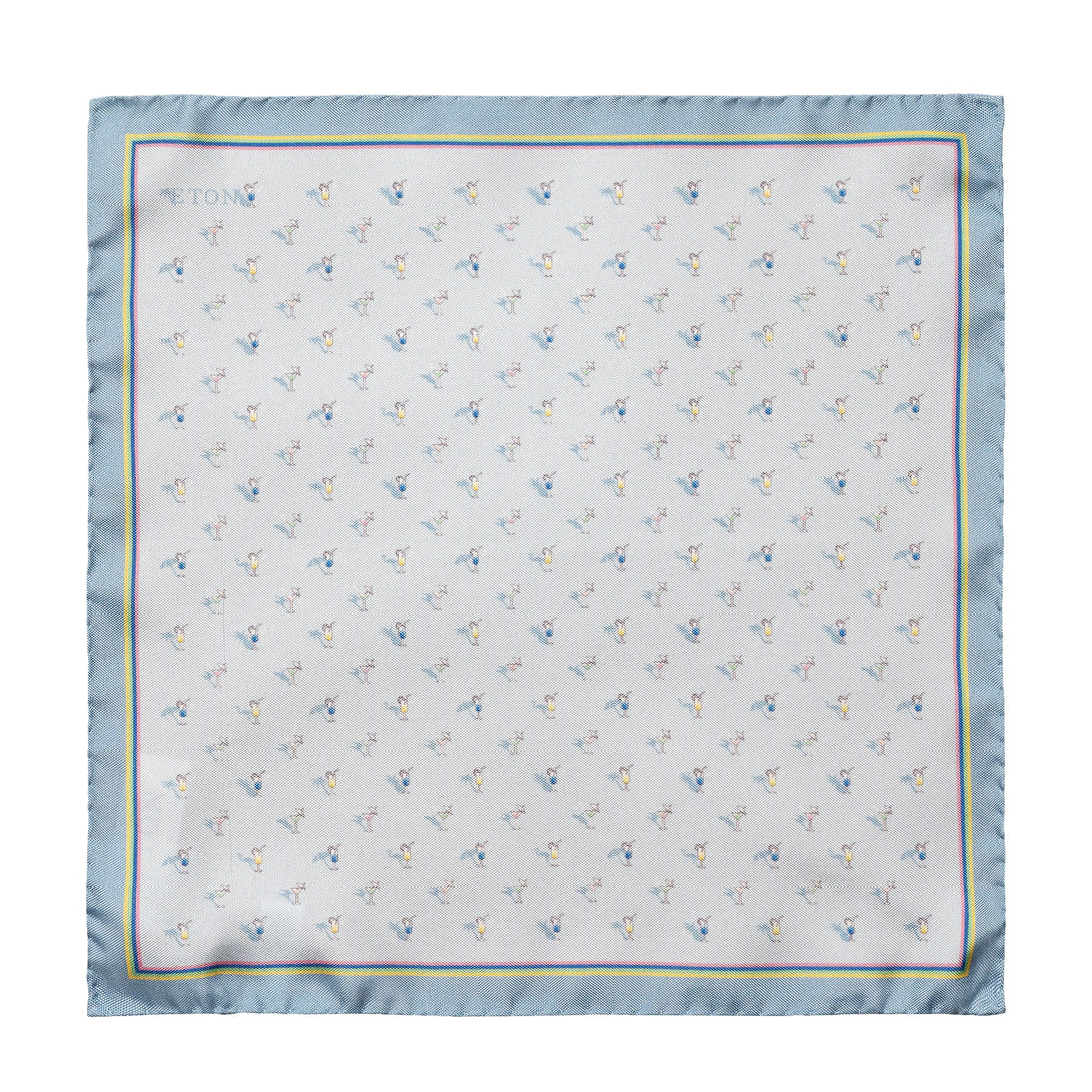 Light Blue Cocktail Motif Silk Pocket Square - ETON