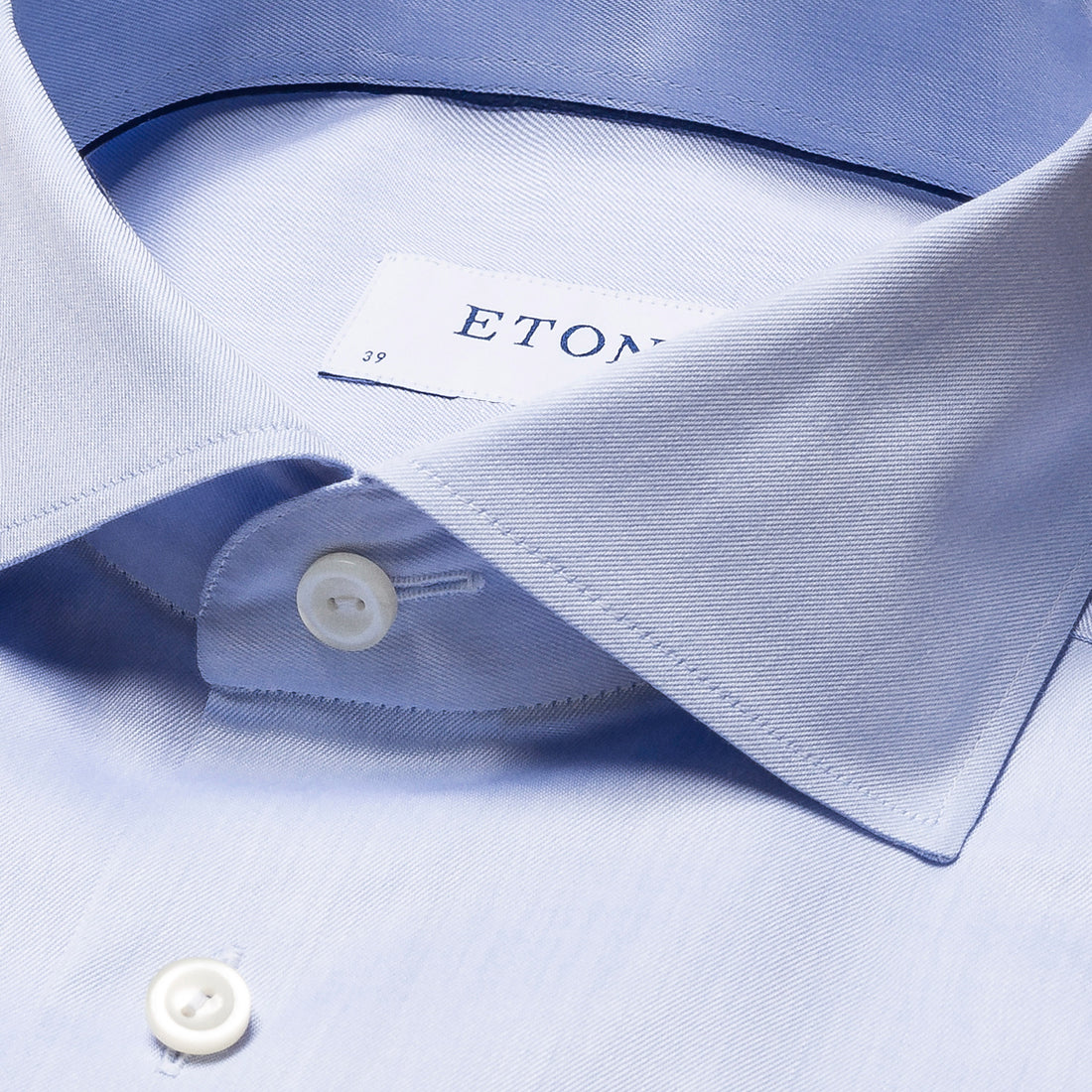 Light Blue Solid Signature Twill Wide Spread Collar Slim Fit Shirt - ETON