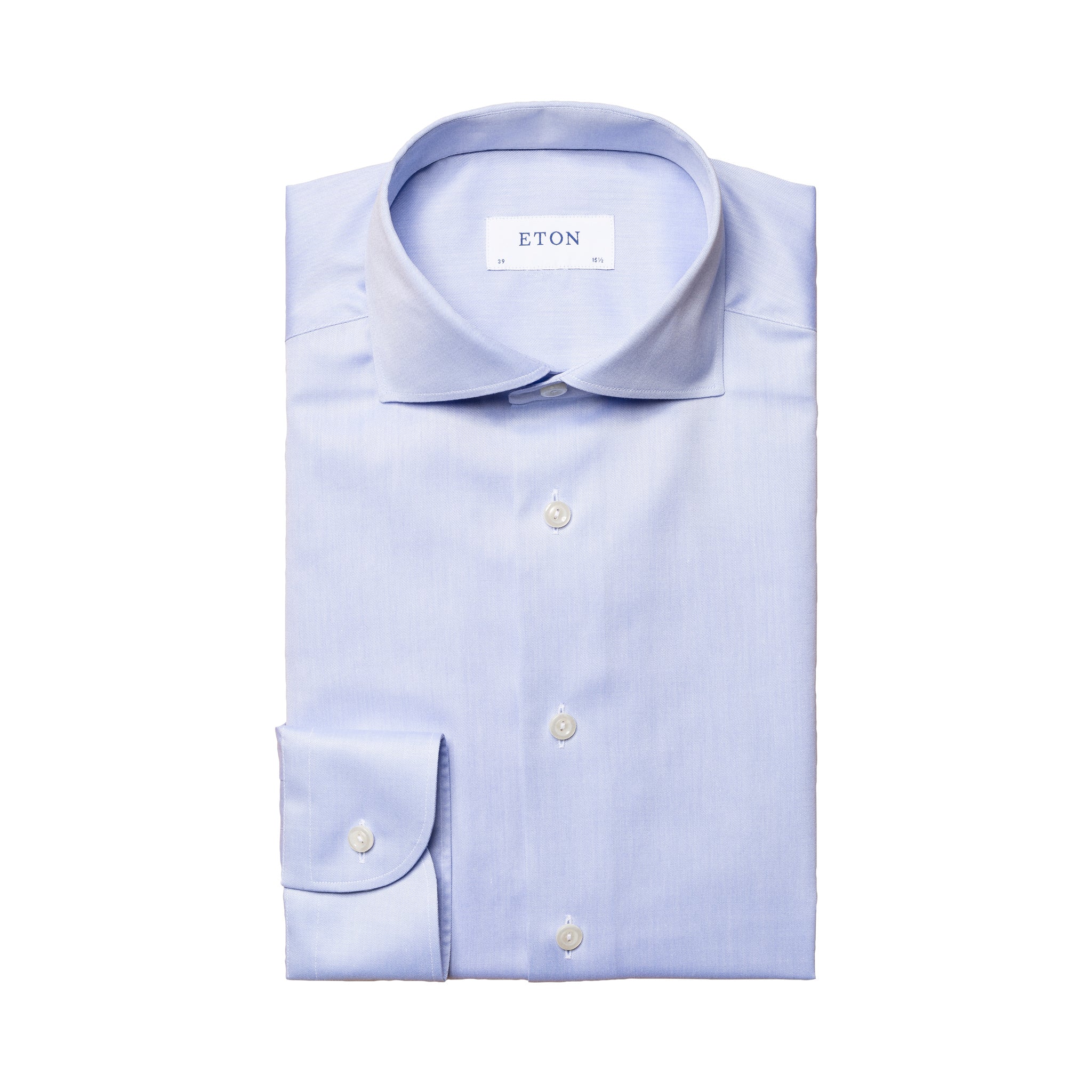 Light Blue Solid Signature Twill Wide Spread Collar Slim Fit Shirt - ETON