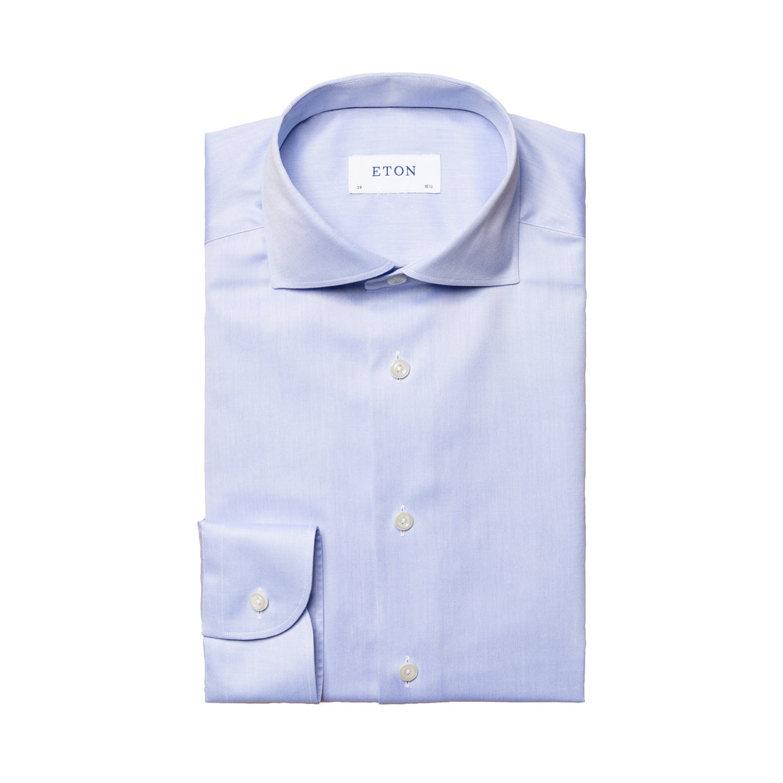 Light Blue Solid Signature Twill Wide Spread Collar Slim Fit Shirt - ETON