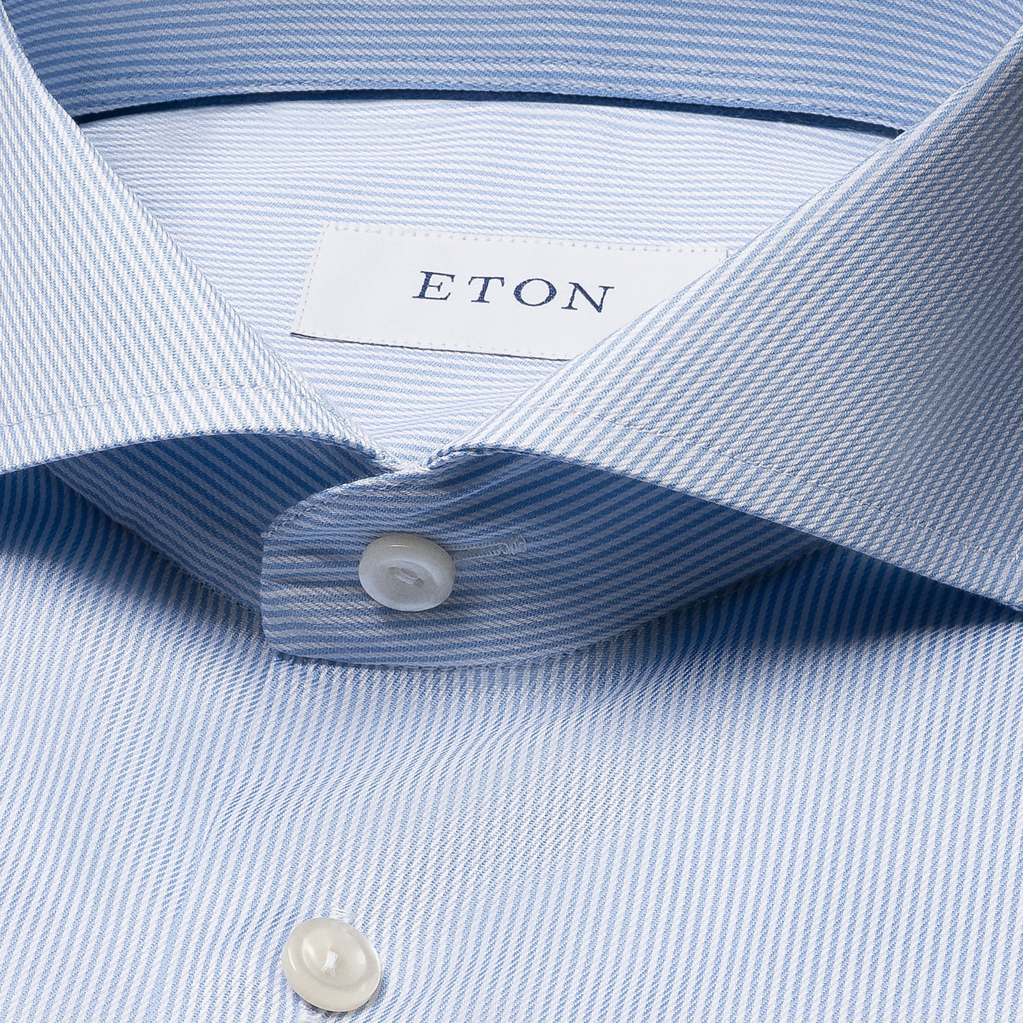 Light Blue Fine Striped Signature Twill Slim Fit Shirt - ETON