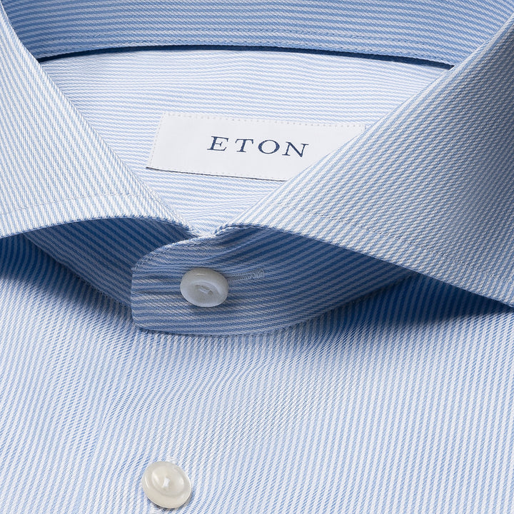 Light Blue Fine Striped Signature Twill Slim Fit Shirt - ETON
