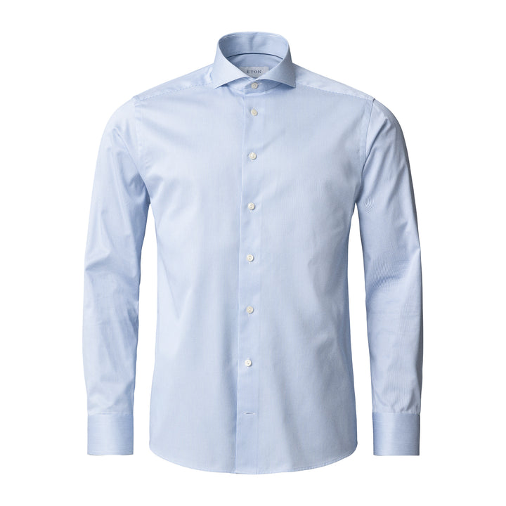 Light Blue Fine Striped Signature Twill Slim Fit Shirt - ETON