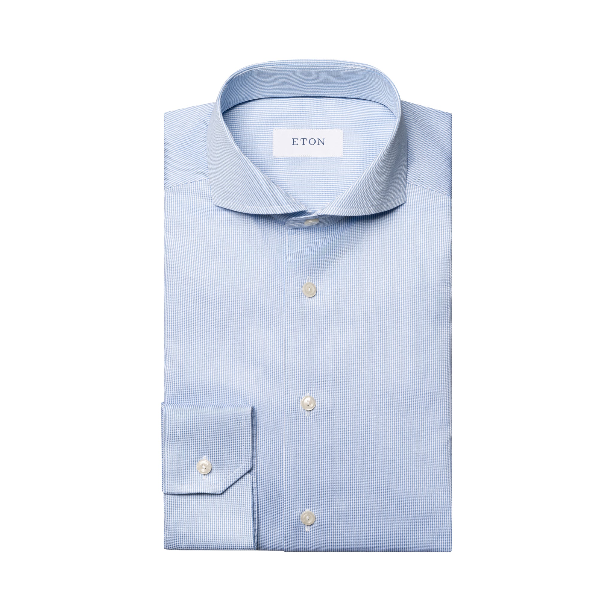 Light Blue Fine Striped Signature Twill Slim Fit Shirt - ETON