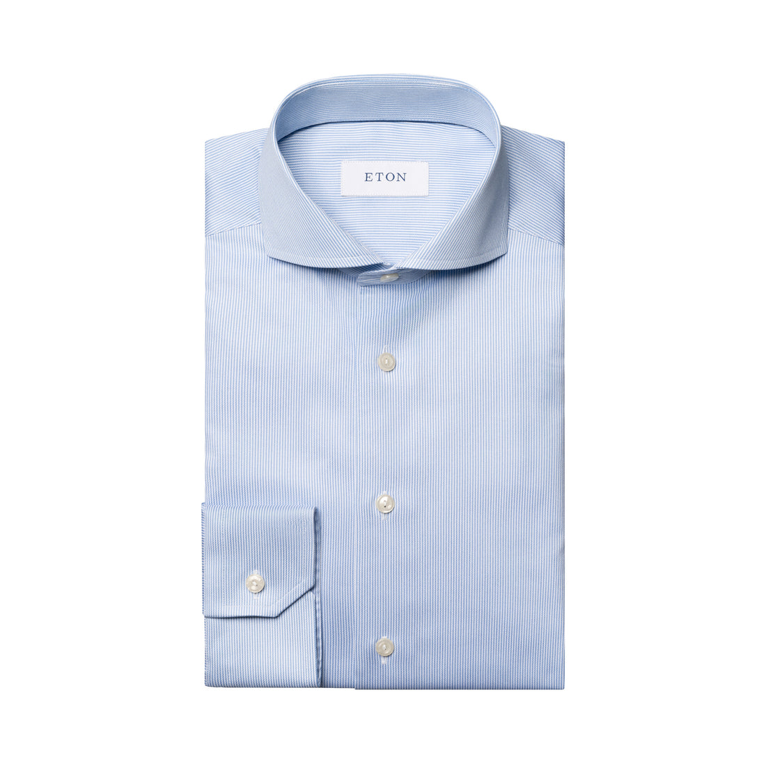 Light Blue Fine Striped Signature Twill Slim Fit Shirt - ETON