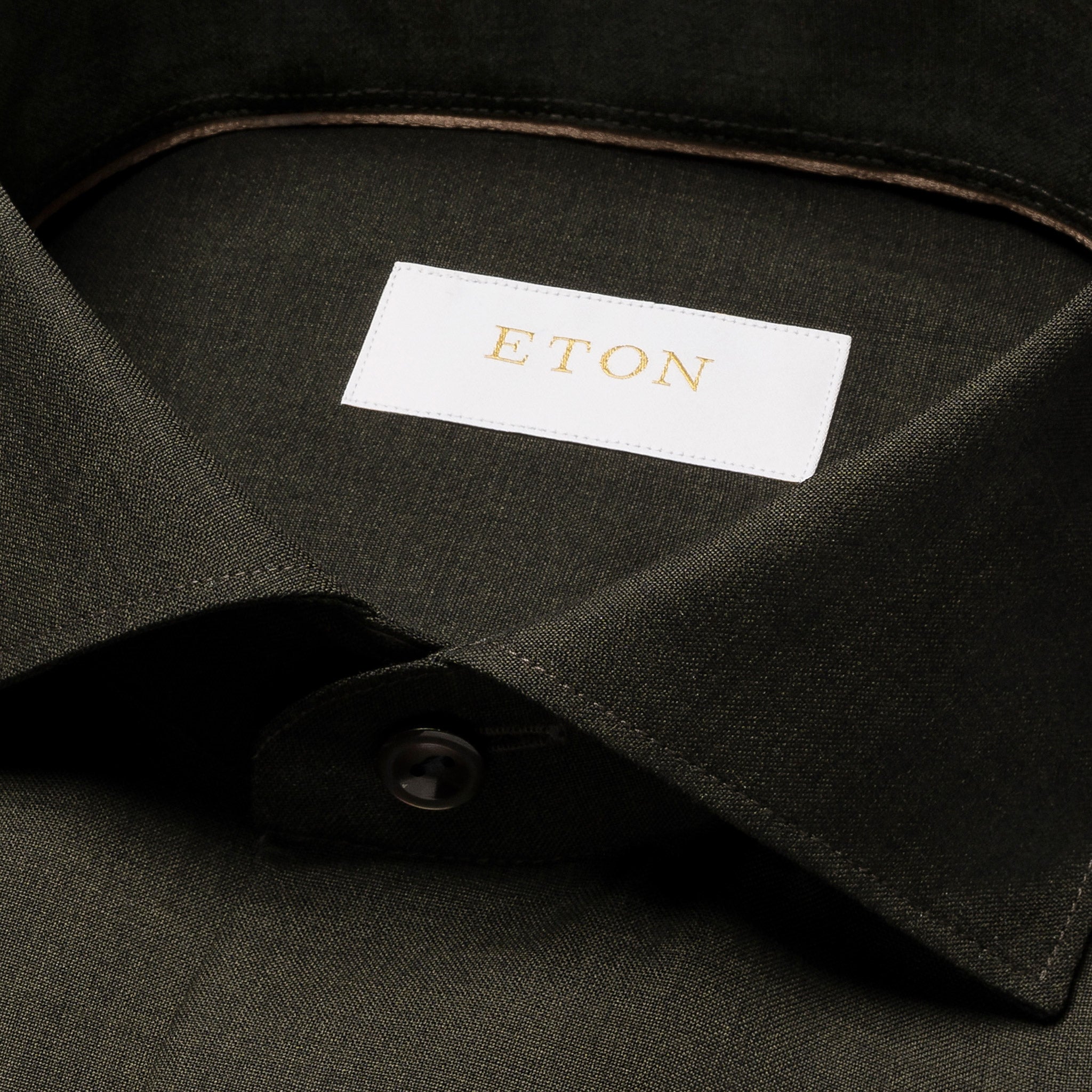 Dark Green Solid Merino Wool Contemporary Fit Shirt - ETON