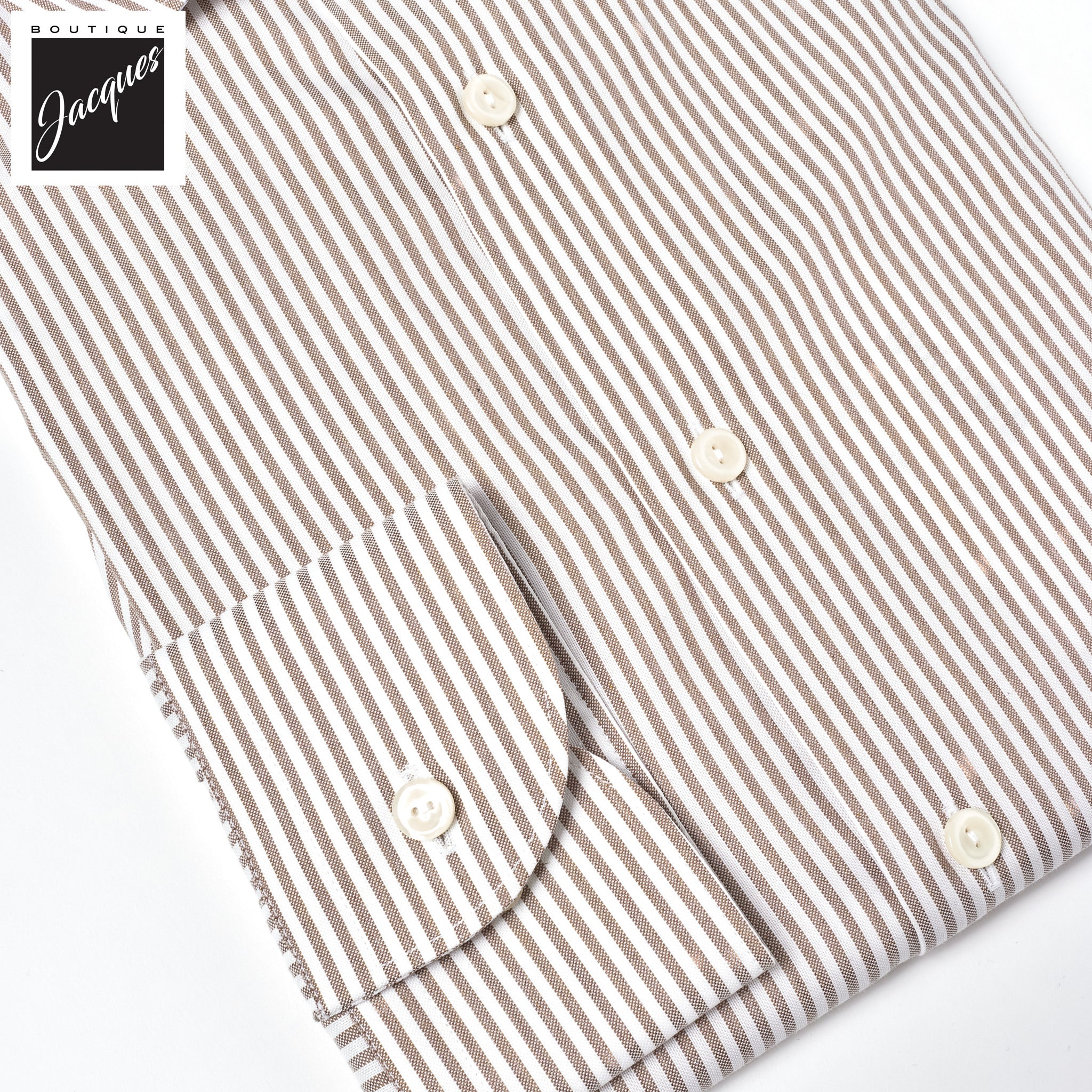 Beige Bengal Stripe Oxford Slim Fit Shirt - Eton