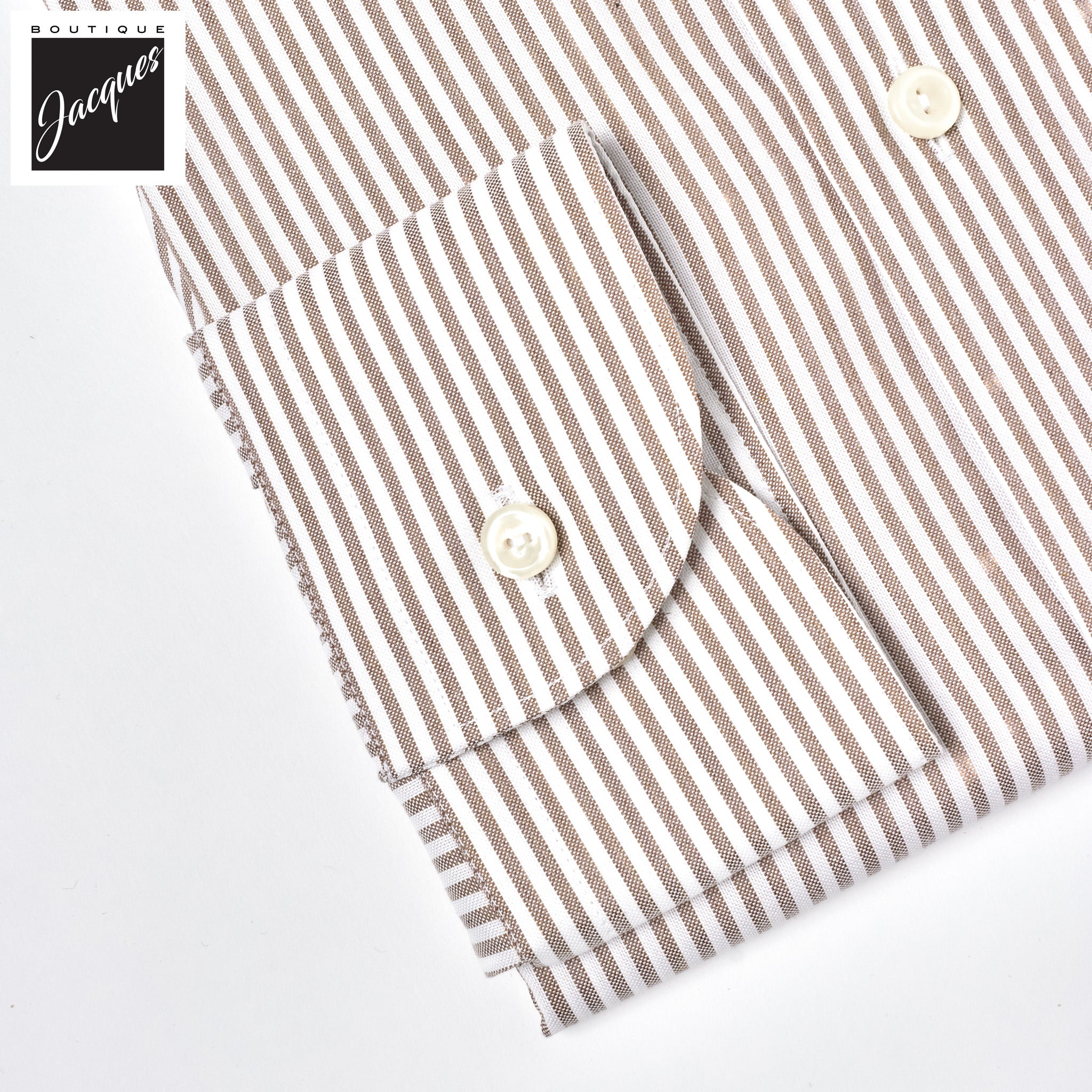 Beige Bengal Stripe Oxford Slim Fit Shirt - Eton
