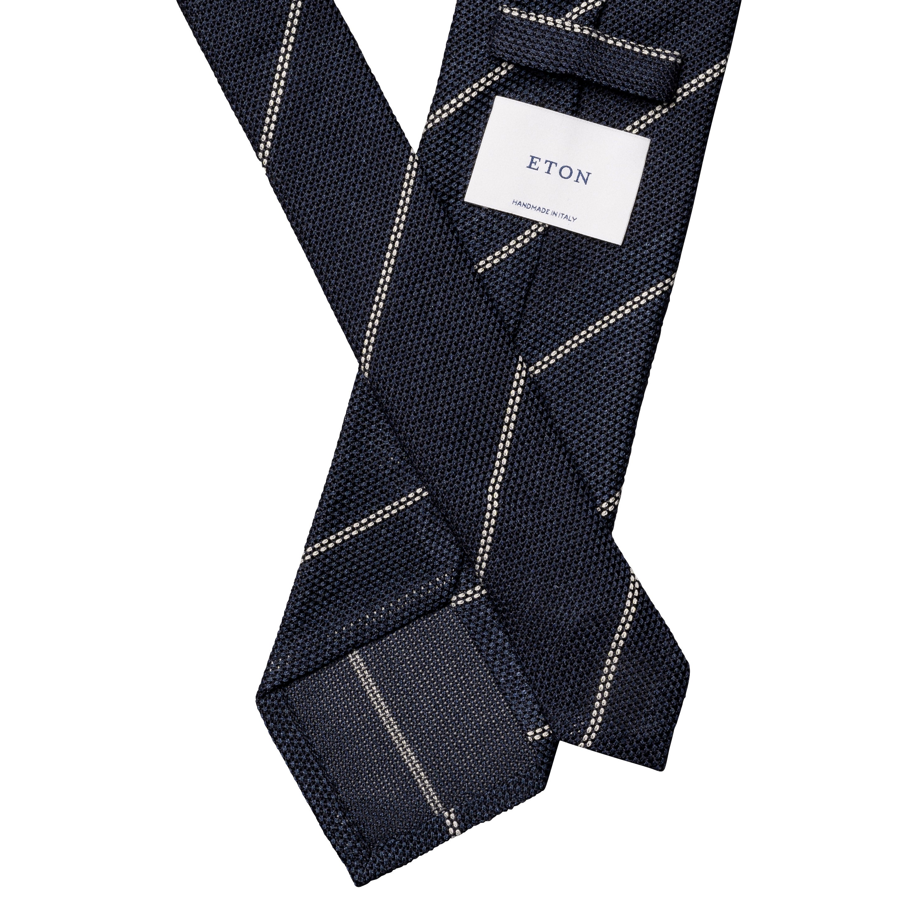 Navy Blue Striped Grenadine Silk Tie - ETON