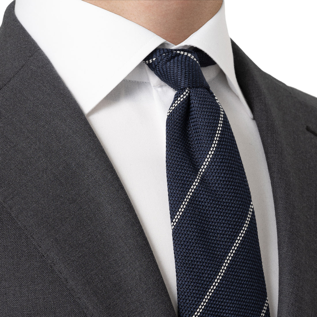 Navy Blue Striped Grenadine Silk Tie - ETON