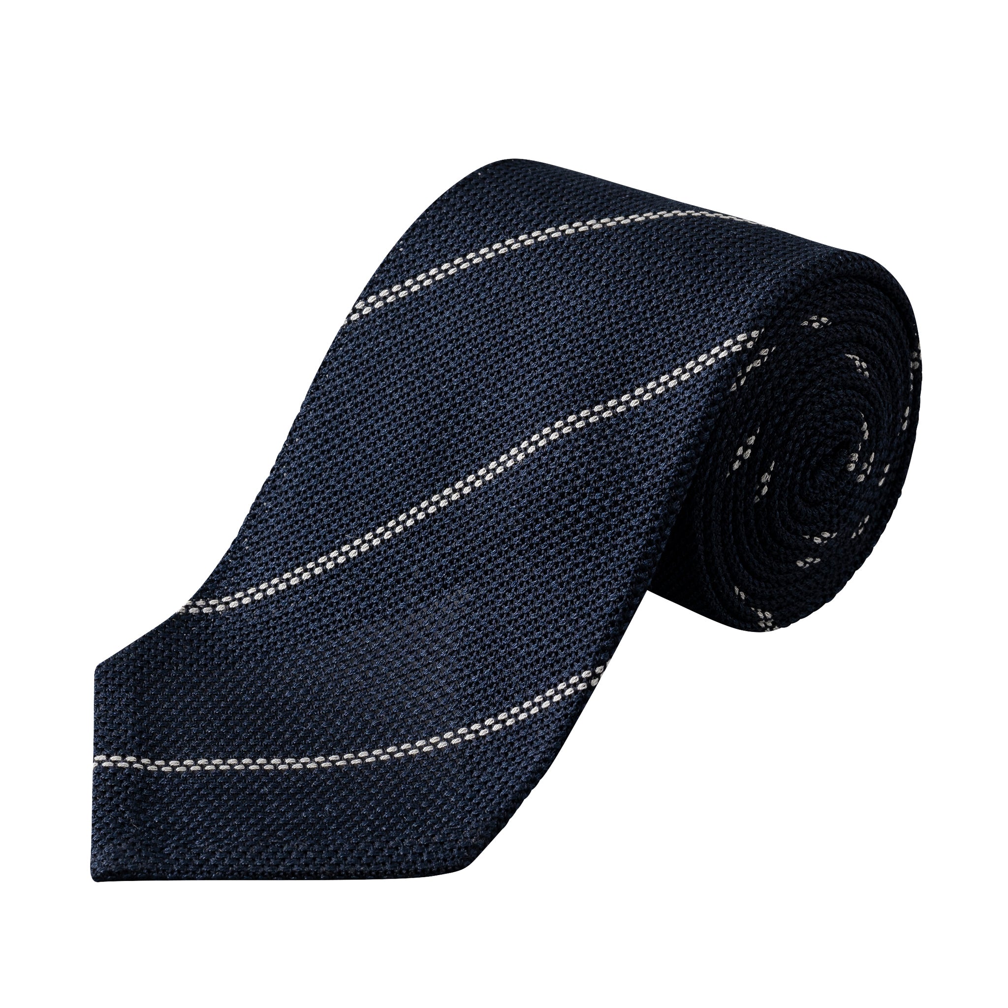 Navy Blue Striped Grenadine Silk Tie - ETON