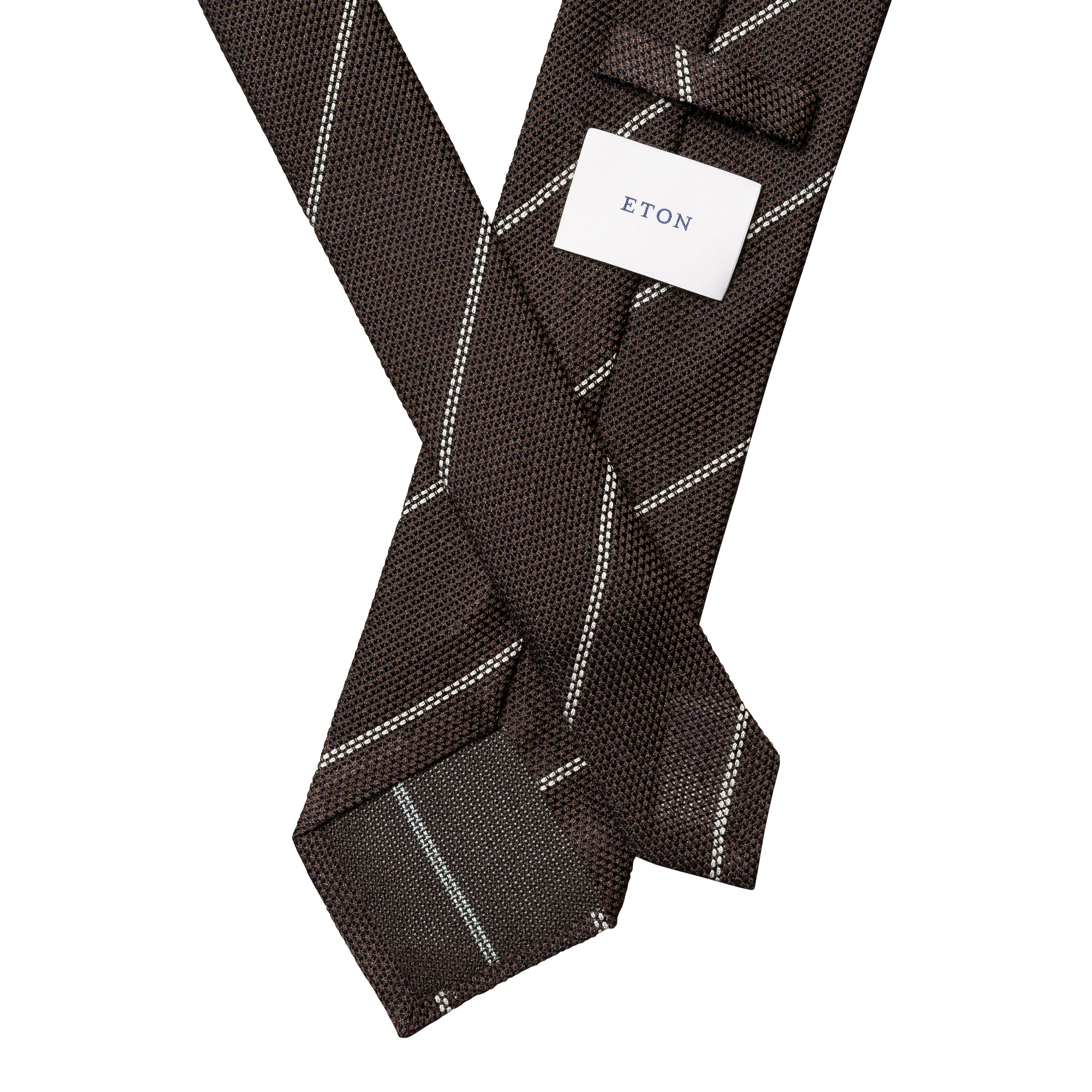 Brown Striped Grenadine Silk Tie - ETON